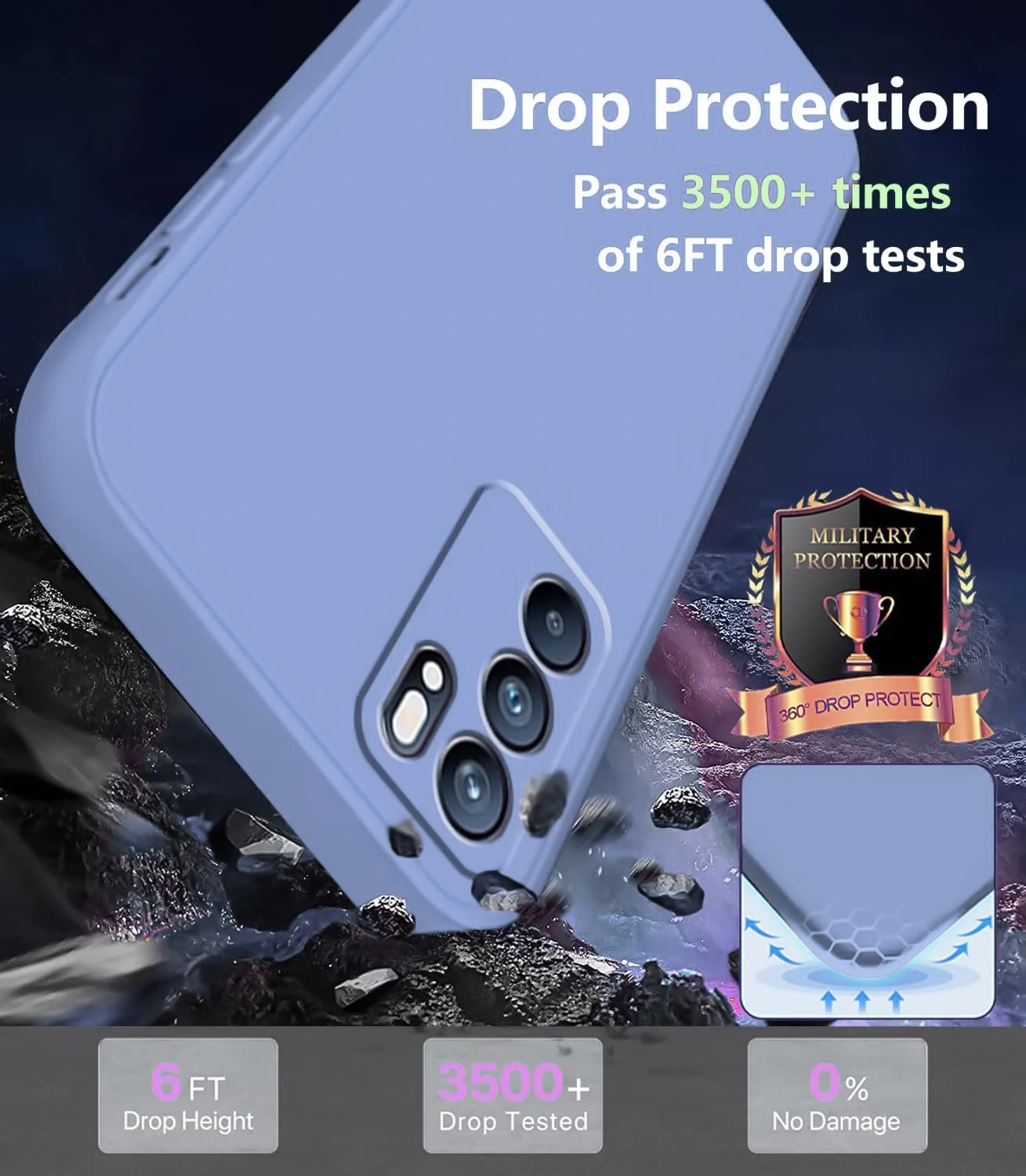 DL3 Mobilak Liquid Silicone Protective Case with Soft Microfiber Lining with Full Camera Protection for OPPO Reno 6 5G - Baby Blue
