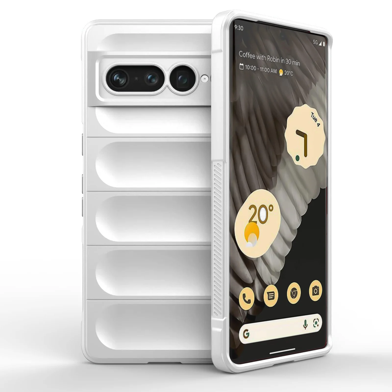 DL3 Mobilak Rugged Protective Case for Google Pixel 7 Pro, Camera protection, Shock-absorbing protection, Non-slip grip - White