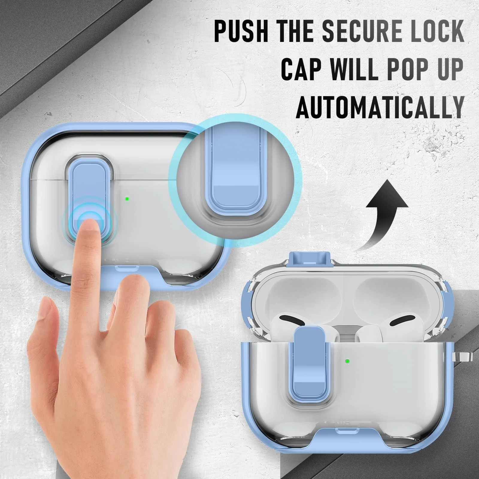 DL3 Mobilak Case for Airpod Pro Case Cover with Lock, Compatible with AirPods Pro 2nd Generation/1st Generation (2023/2022/2019), Shockproof Cover for AirPods Pro 2 Case Men Women - Clear Blue