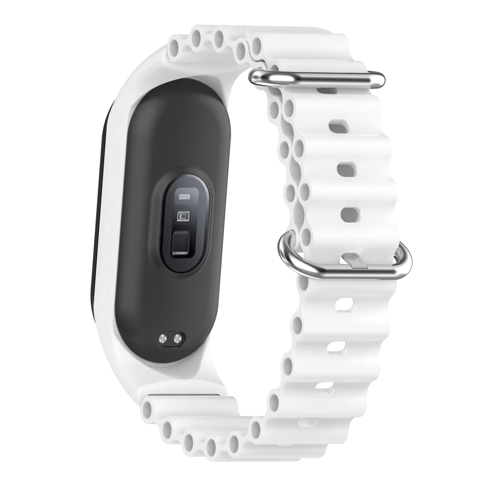 DL3 MOBILAK Ocean Band for Xiaomi Mi Band 7/Mi Band 6/Mi Band 5/Mi Band 4/Mi Band 3,Adjustable Silicone Stretchy Sport Strap Women Men Replacement Wristband - White