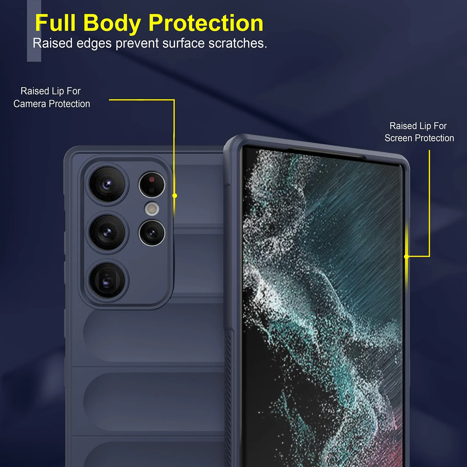 DL3 Mobilak Silicone Case for Samsung Galaxy S23 Ultra Heavy Duty Protective [Slim Fit] Shockproof Soft Flexible Protective Design Shock-Absorption TPU Cover With Camera Protection - Blue