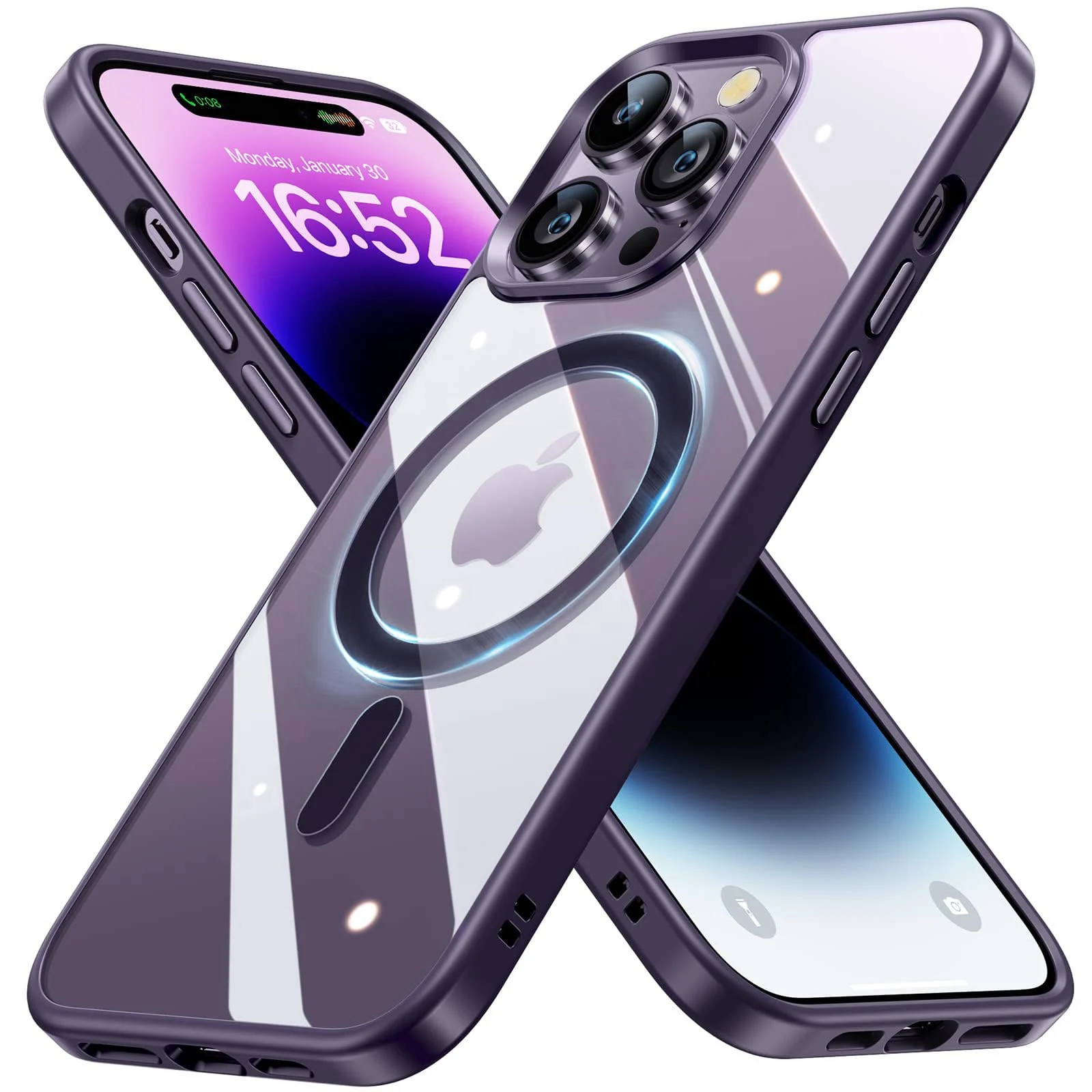 DL3 Mobilak MagSafe-Compatible Clear Magnetic Case for iPhone 13 Pro Max (6.7 Inch) - Deep Purple