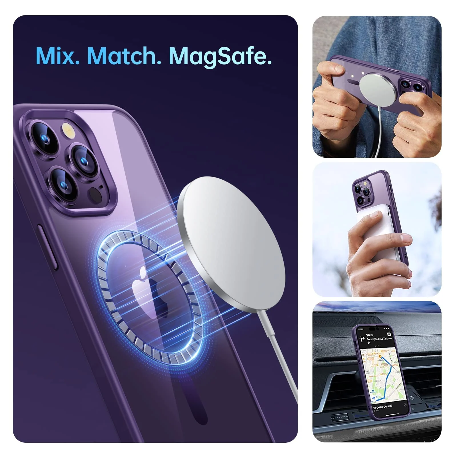 DL3 Mobilak Clear MagSafe-Compatible TPU Case for iPhone 11 (6.1 Inch) - Deep Purple