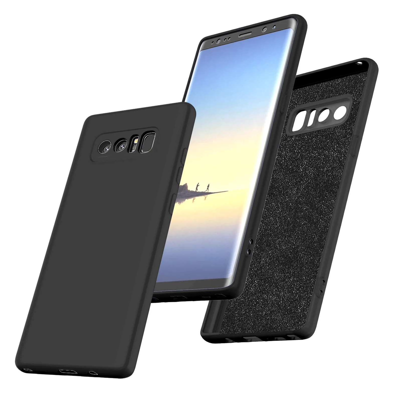 DL3 Mobilak Liquid Silicone Case for Samsung Note8, Not compatible with MagSafe, Supports wireless charging, Camera protection - Black