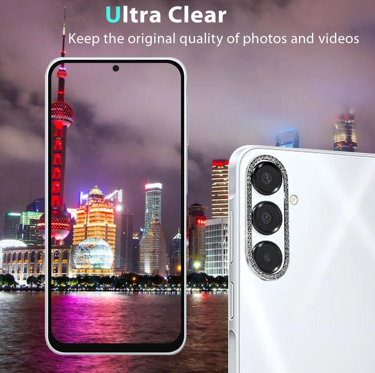 DL3 Mobilak Camera Lens Protector for Samsung Galaxy A07 4G Accessories, 9H Tempered Glass Metal Individual Ring Camera Cover Screen Protector, Case Friendly, Anti Scratch - Diamond Black