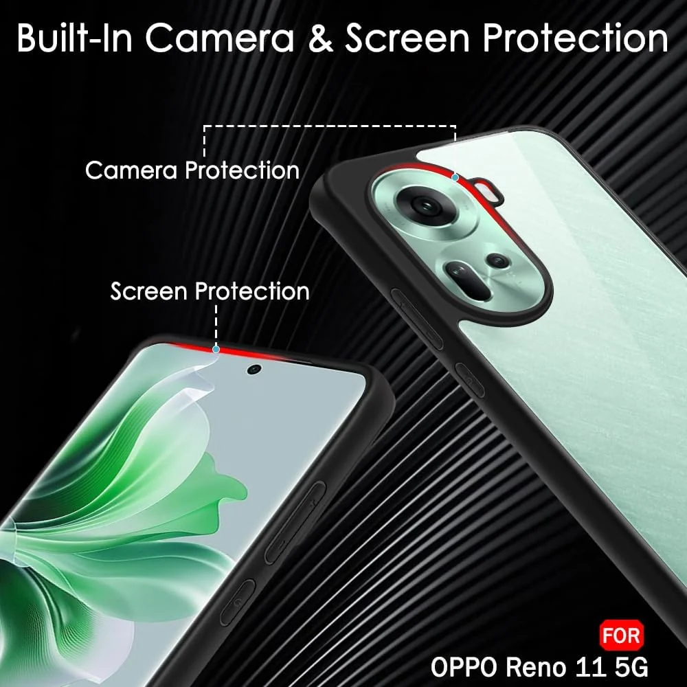 DL3 Mobilak Clear TPU Case for OPPO Reno 11 5G, Camera protection, Shock-absorbing protection, Scratch-resistant surface - Black
