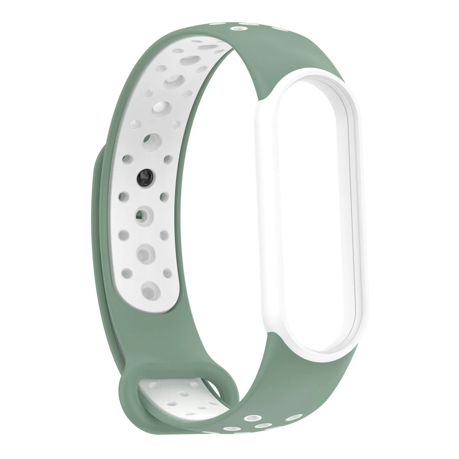 DL3 Mobilak Strap for Xiaomi Mi Band 7 6 5/Amazfit Band 5, Women Men Armband, Two Colours Breathable Adjustable Soft Silicone Replacement Strap for Xiaomi Mi Band 7/6/5/Amazfit Band 5 - Green White