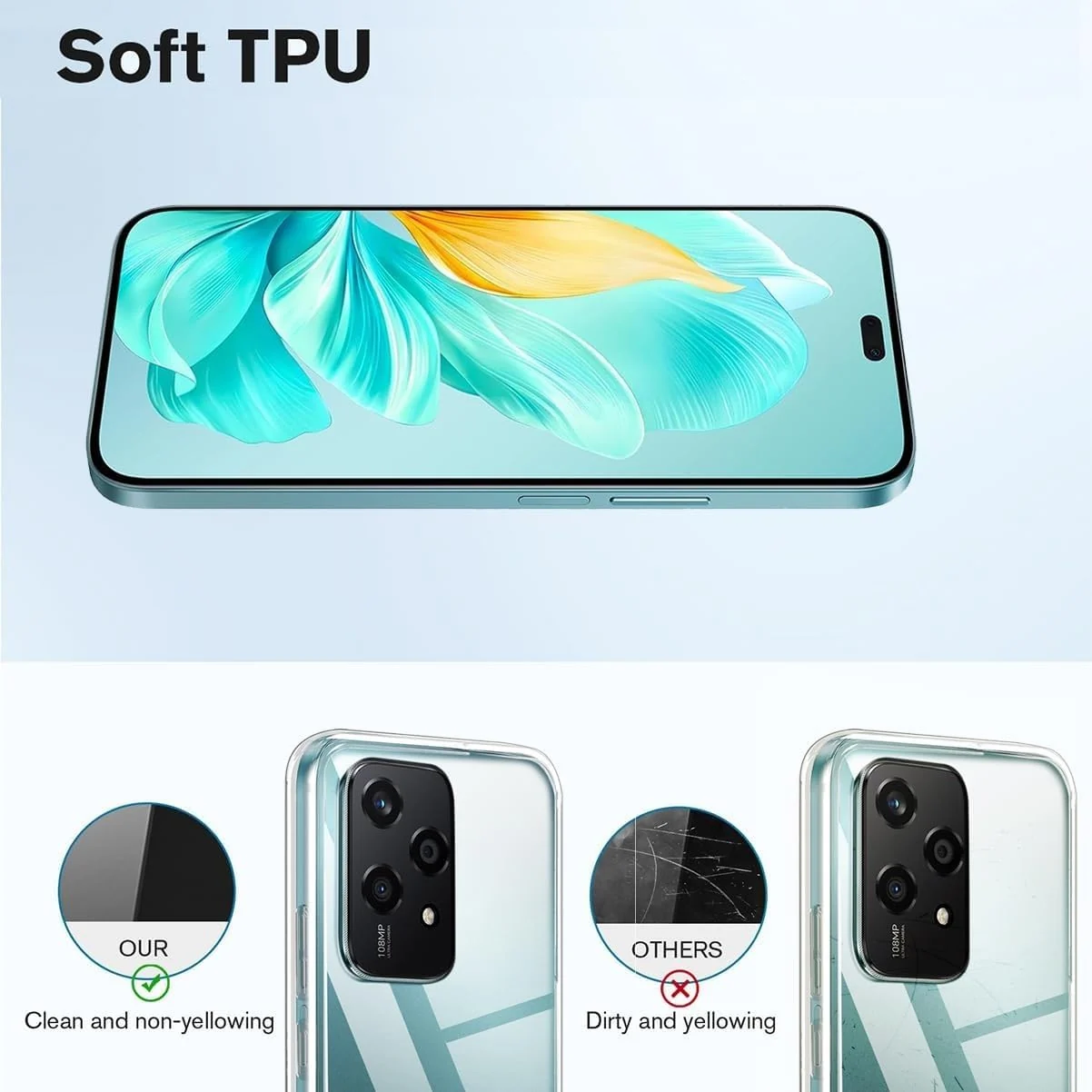 DL3 Mobilak Case Compatible with Honor 200 Lite Case Crystal Soft TPU Gel Case Flexible Silicone Anti-Scratch TPU Cover - Clear