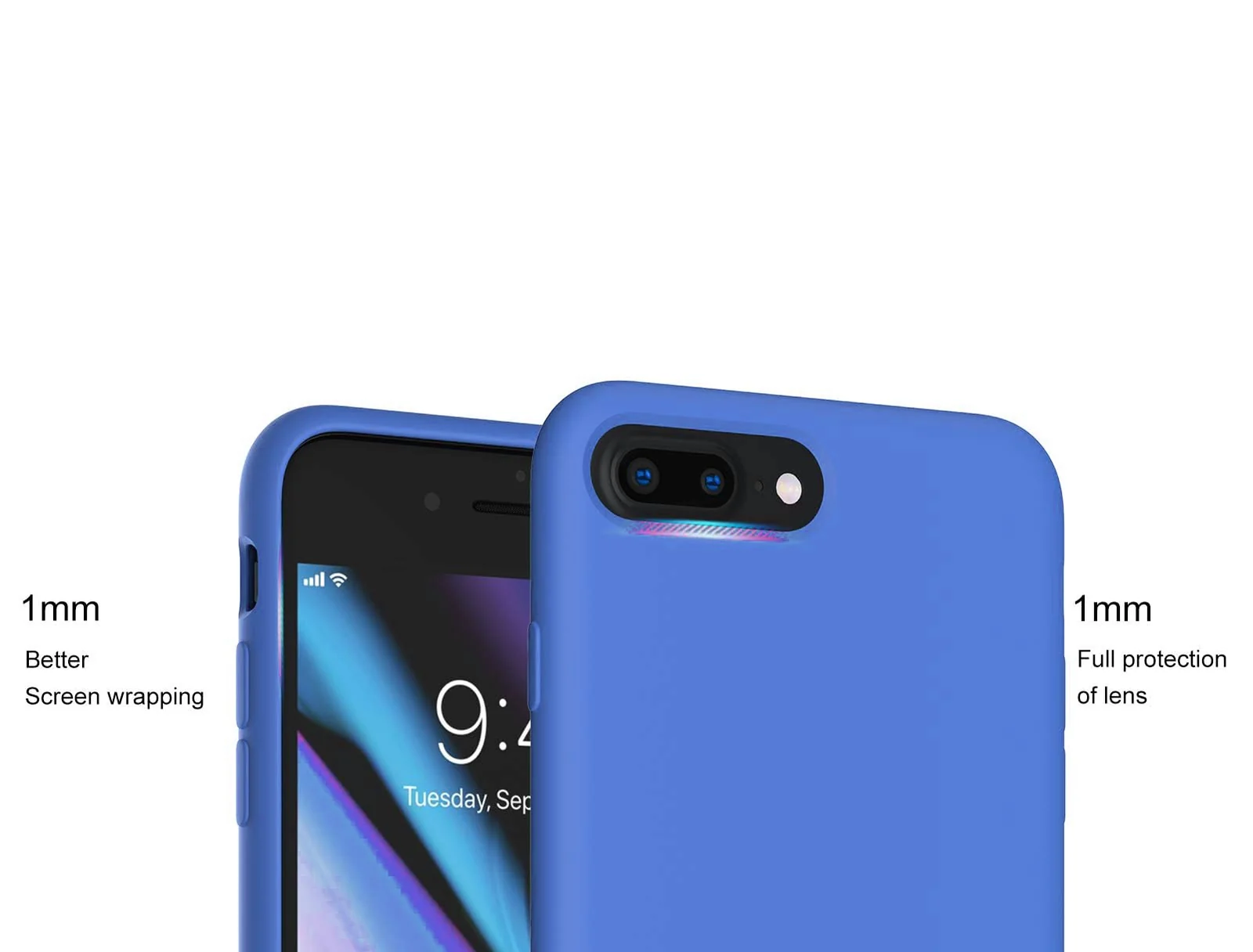 DL3 Mobilak Liquid Silicone Protective Case for iPhone 7 Plus / iPhone 8 Plus with Camera Protection and Microfiber Lining - Light Blue