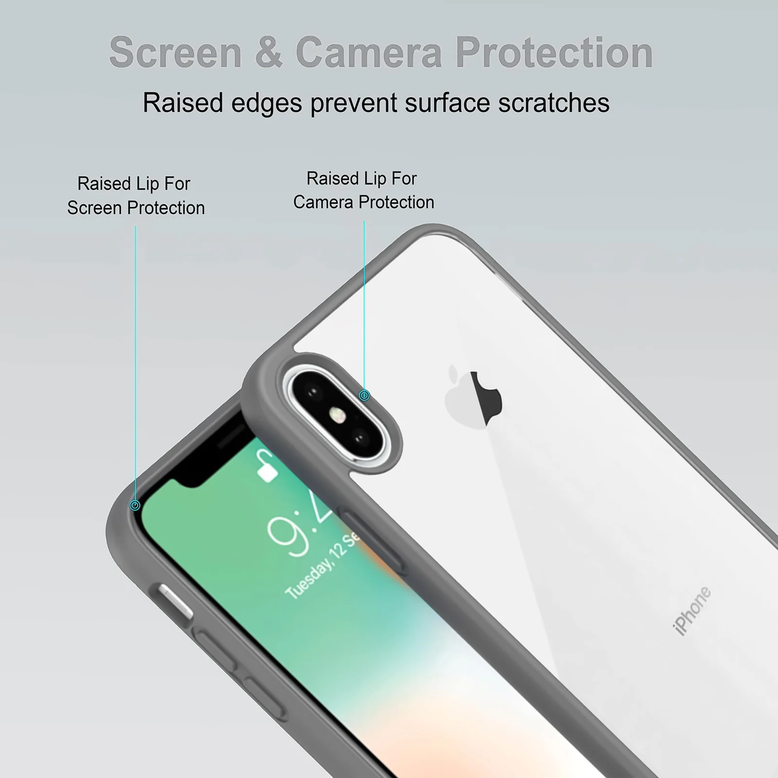 DL3 Mobilak Clear PC and TPU Protective Case for iPhone XS Max with Shockproof Design and Anti-Yellowing Design - Dark Gray