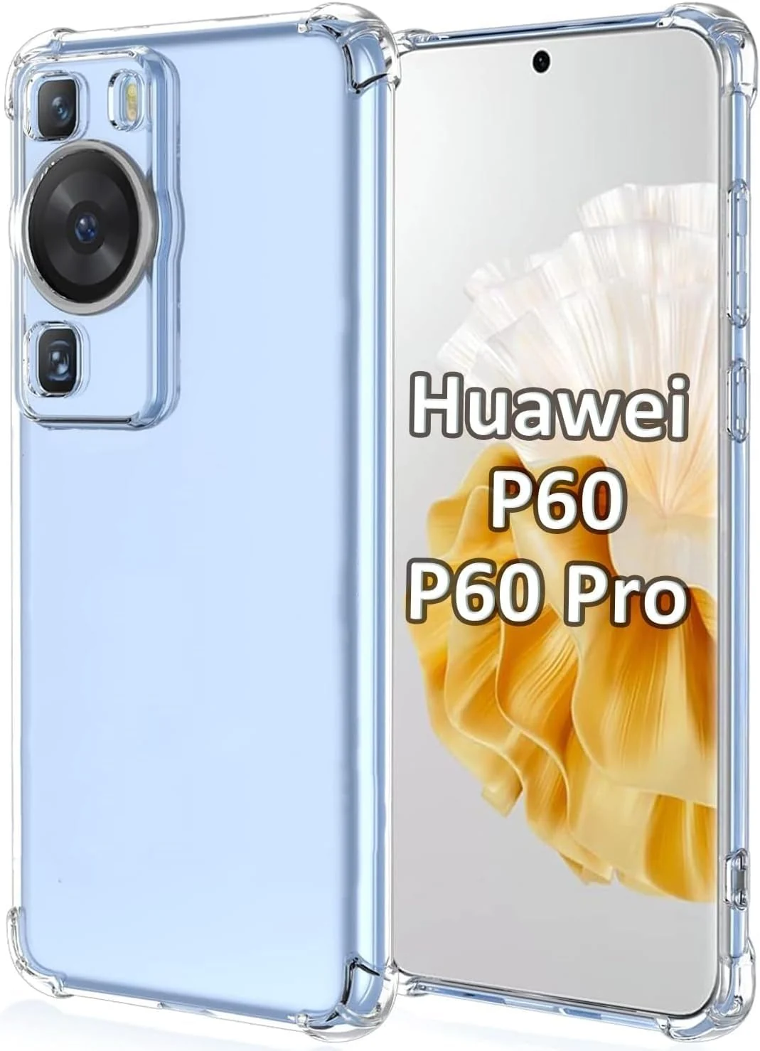 DL3 Mobilak Clear TPU Protective Case for Huawei P60 Pro / Huawei P60 with Camera Protection and Shockproof Design - Clear