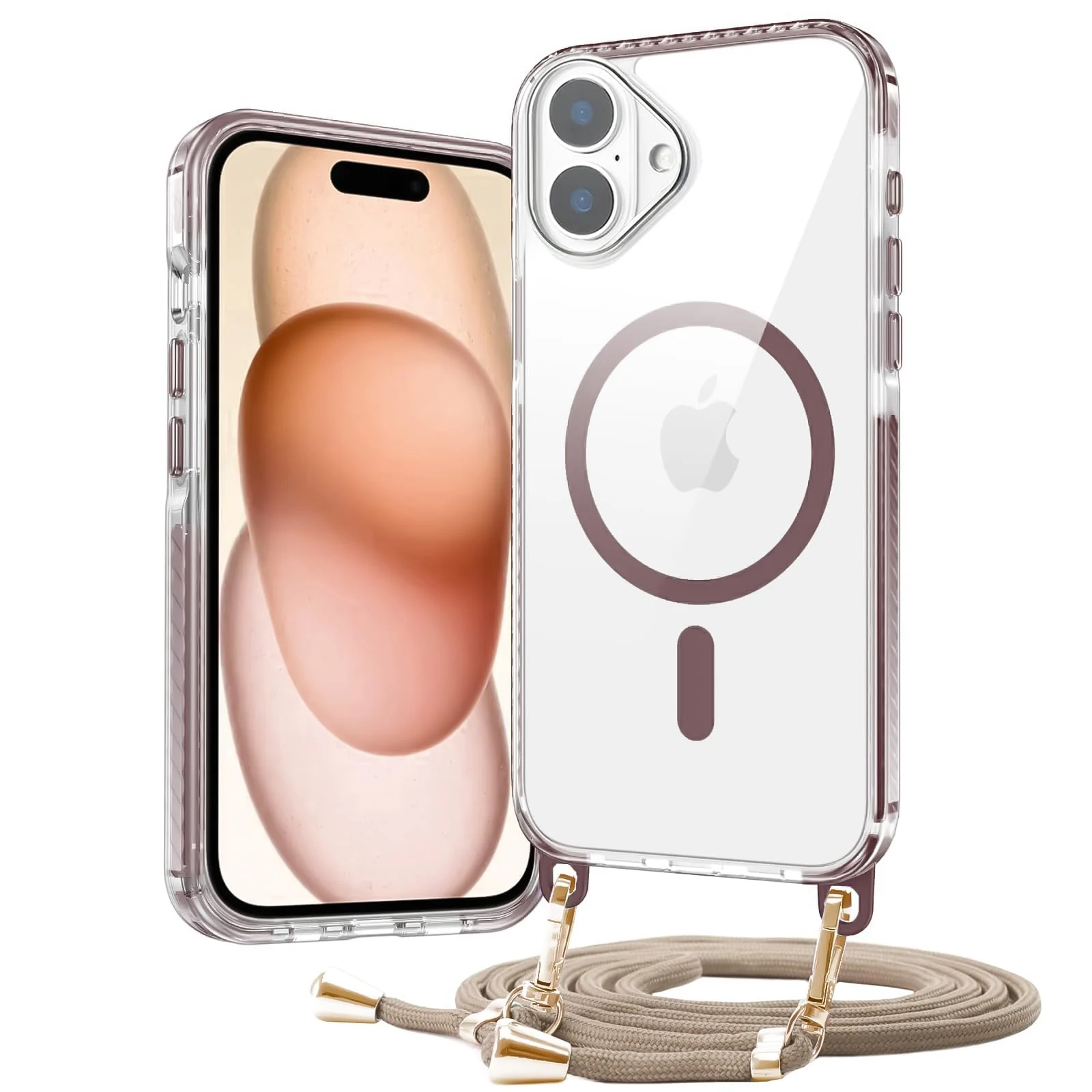 DL3 Mobilak Rugged Protective Case for iPhone 16, Compatible with MagSafe accessories, Supports wireless charging, Shock-absorbing protection - Brown