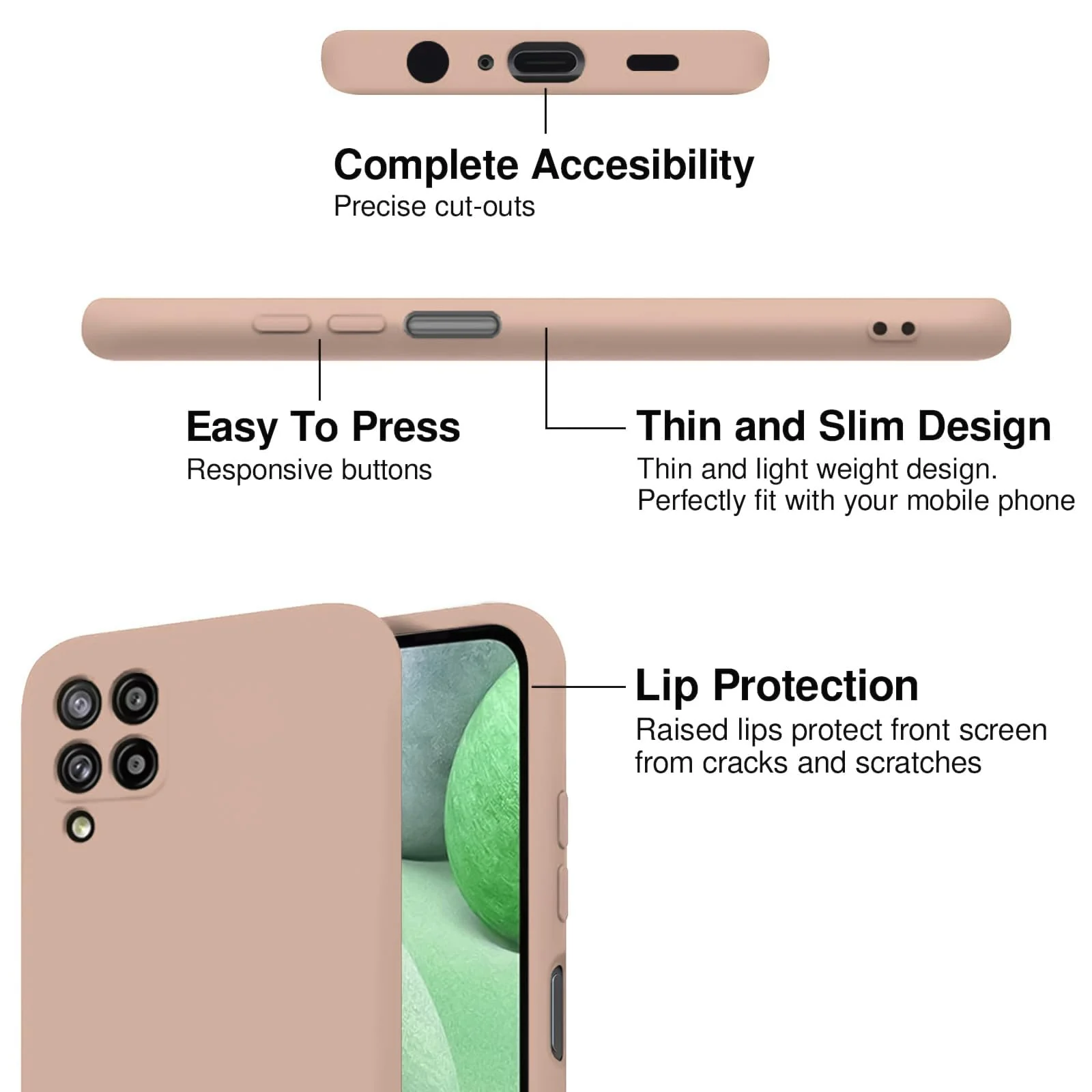 DL3 Mobilak Soft Silicone Gel Bumper Case for Samsung Galaxy A12 / M12 - Light Orange