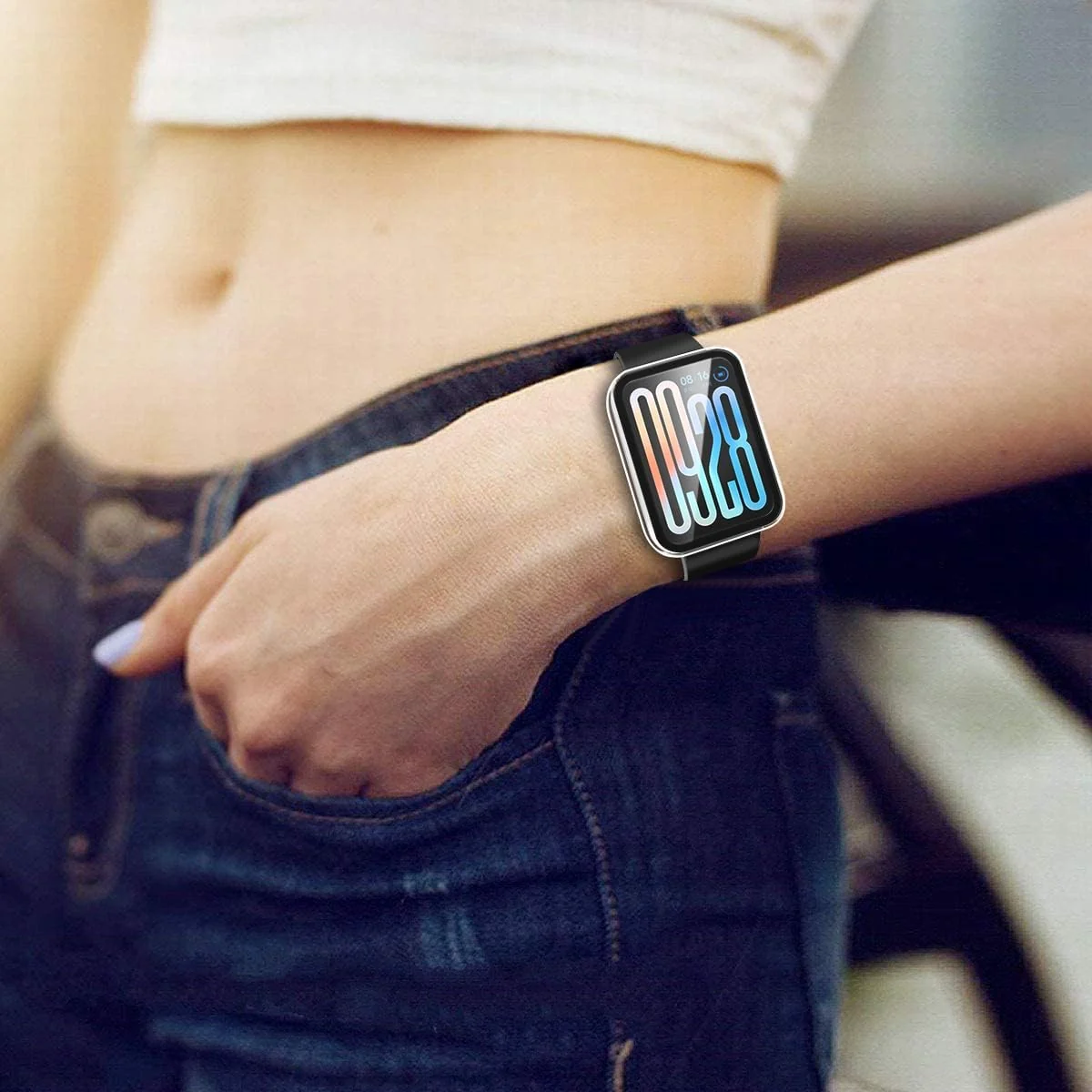 DL3 Mobilak Case with Screen Protector for Xiaomi Smart Band 9 Pro, Bumper Full Coverage Hard PC Overall Protective Cover, Built-in Tempered Glass Film High Sensitivity - Clear