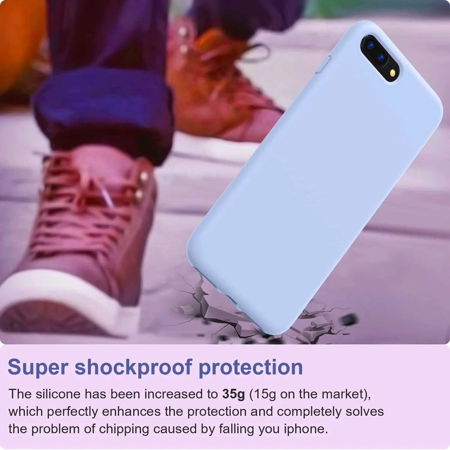DL3 Mobilak Liquid Silicone Protective Case with Soft Microfiber Lining for iPhone 7 Plus / iPhone 8 Plus - Baby Blue