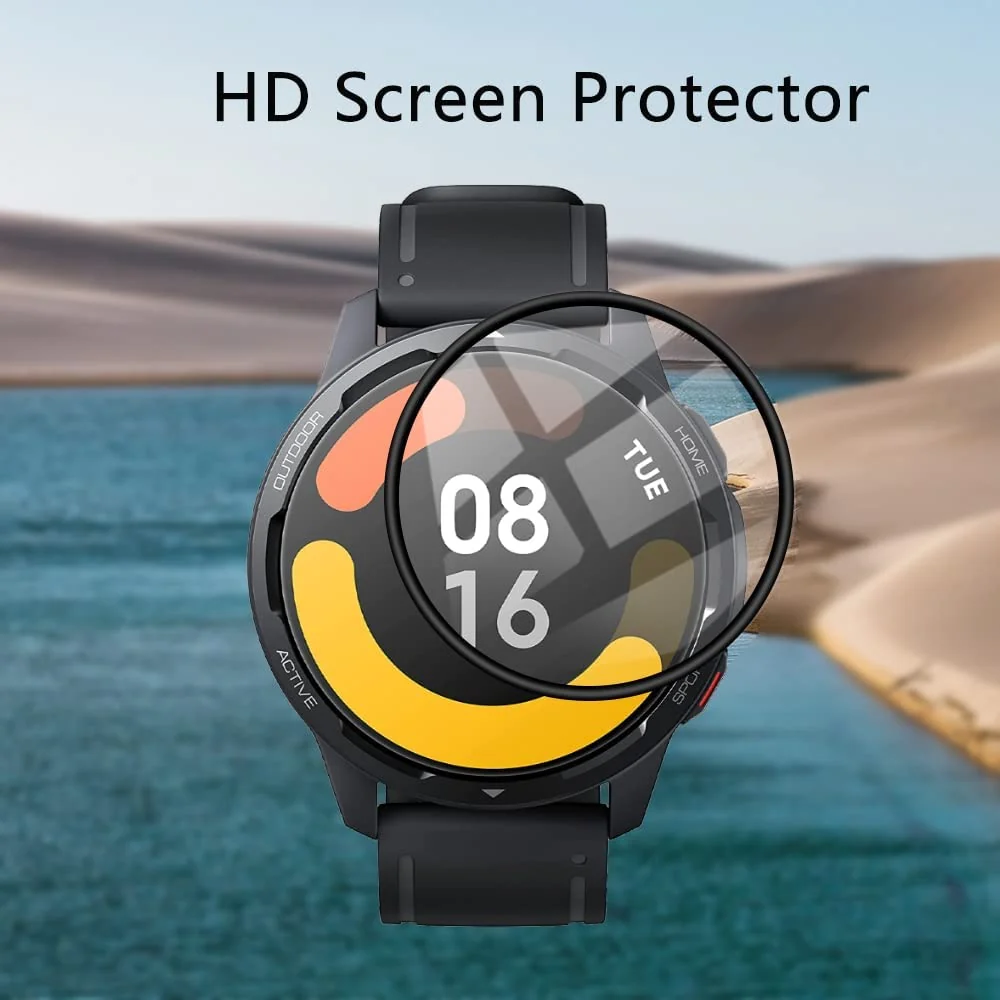 DL3 Mobilak Screen Protector For Xiaomi Watch S1 Active, 3D Curved Soft Edge Protective Film [Anti-Scratch] [Bubble Free] [Ultra Shatterproof] [High Sensitive] (Not Glass) - Black