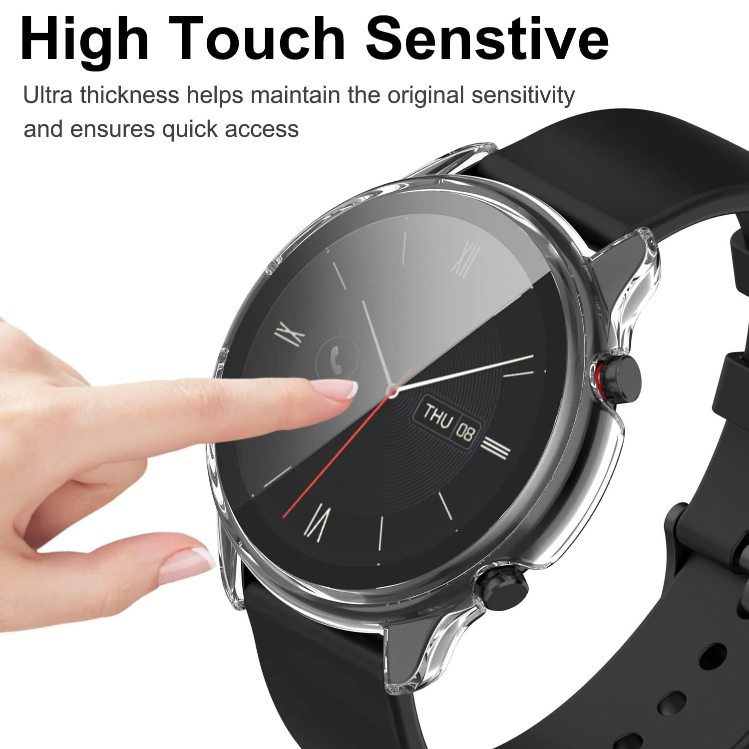 DL3 Mobilak Protective Case Compatible with Amazfit GTR 2 / GTR 2e 9H Hardness PC Case Bumper Full Slim Protective Cover with Tempered Glass For Amazfit GTR2 / GTR 2e - Clear