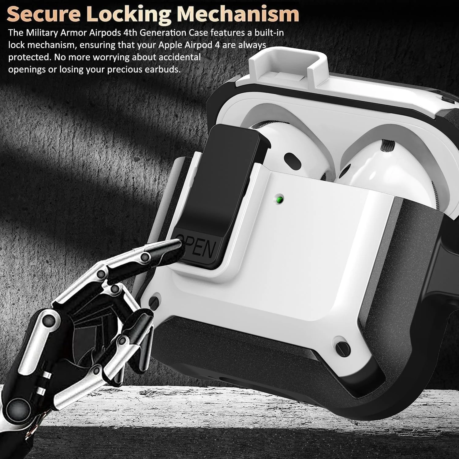 DL3 Mobilak Case for AirPods Pro 3 (2025) Cover with Lock, Compatible with AirPods Pro 3nd Generation/3st Generation Case (2025), Shockproof Cover for AirPods Pro 3 Case Men Women - Black White