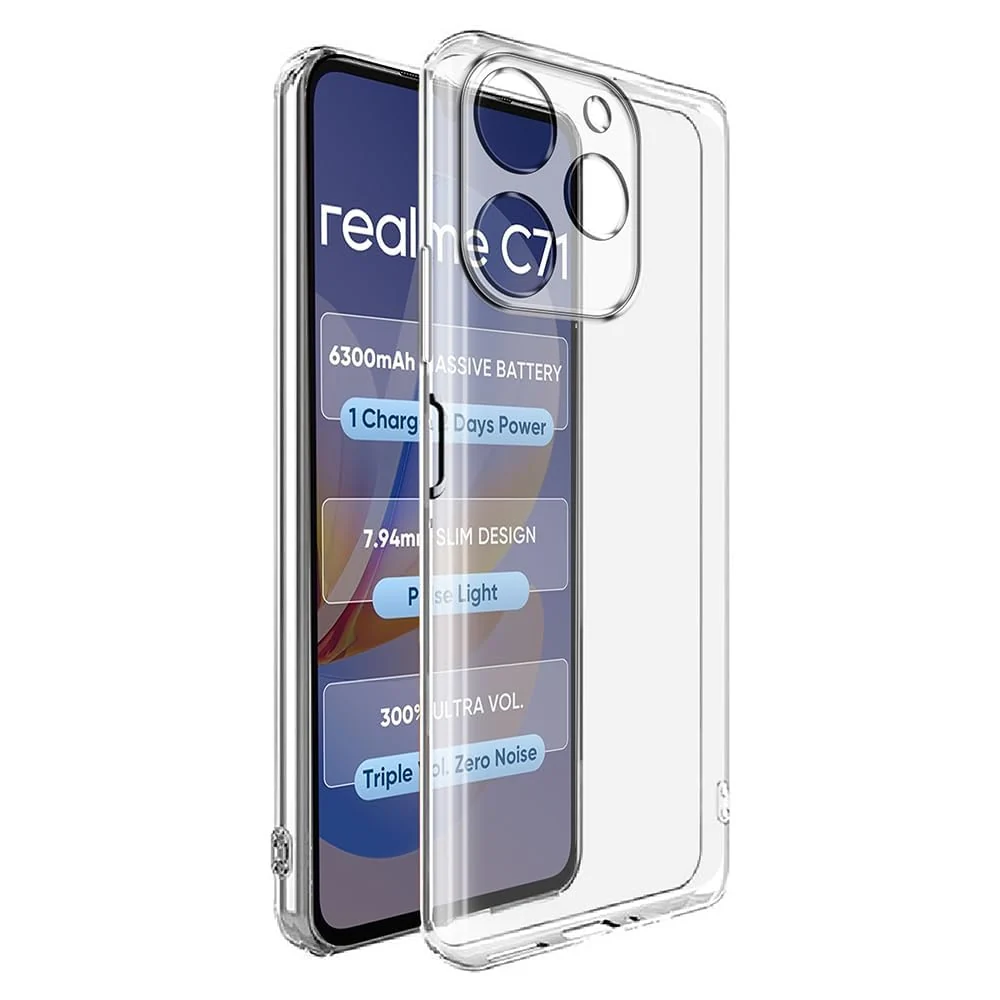 DL3 Mobilak Case Compatible with realme C71, Case Crystal Soft TPU Gel Case Flexible Silicone Anti-Scratch Camera Protection TPU Cover - Clear
