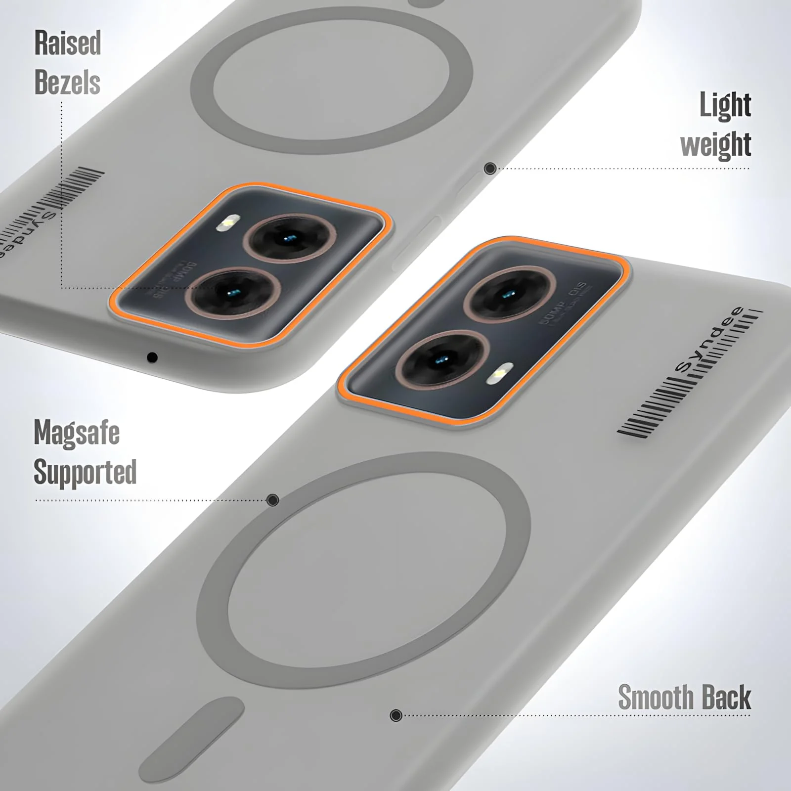 DL3 Mobilak Case Back Cover for Motorola Moto G85 5G, Sleek Frosted Translucent Back Only Compatible with Wireless Magnetic Accessories | Anti-Scratch Shockproof Phone Case - Gray