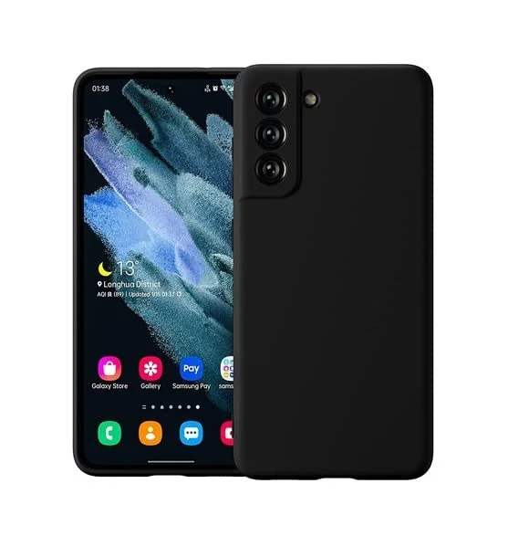 DL3 Mobilak Samsung S21 FE Case, Soft Flexible Silicone Gel Rubber Bumper Cover, Slim Fit Full Body Shockproof Protective Phone Case for Samsung S21 FE - Black