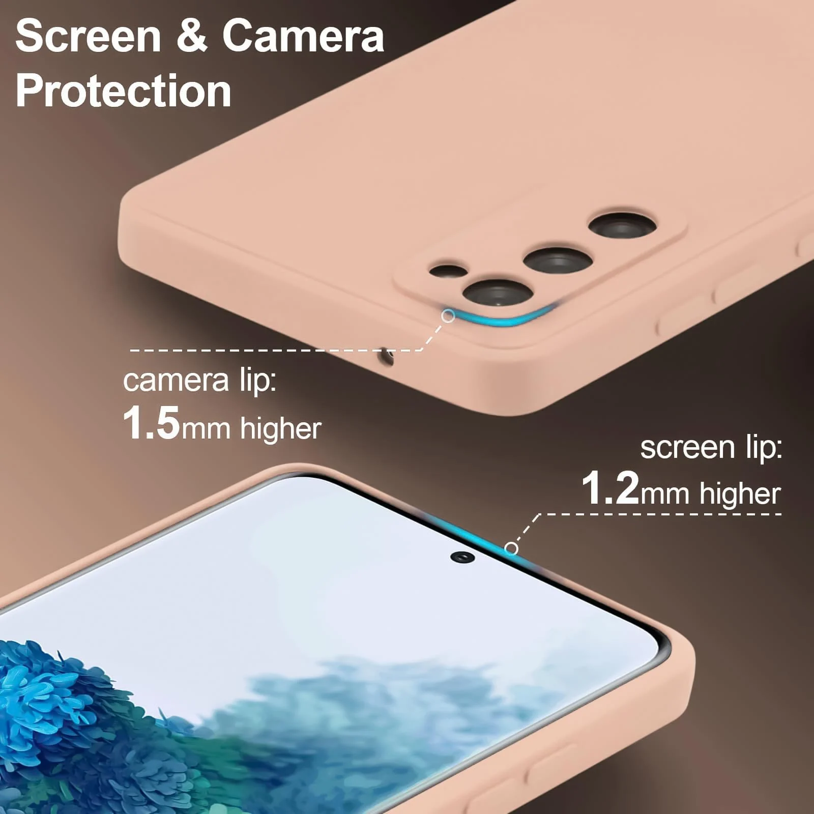 DL3 Mobilak Liquid Silicone Case for Samsung Galaxy S20 FE, Not compatible with MagSafe, Supports wireless charging, Camera protection - Light Orange