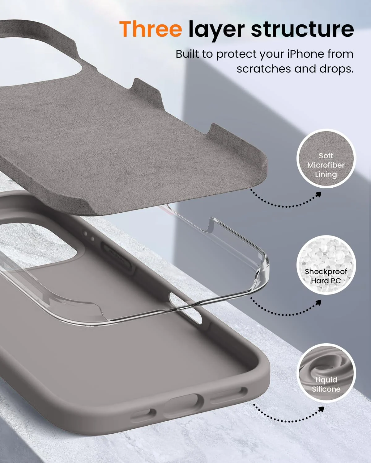 DL3 Mobilak Liquid Silicone Case for iPhone 16 Pro Max 6.9-inch, Supports wireless charging, Shock-absorbing protection, Scratch-resistant surface - A.Stone