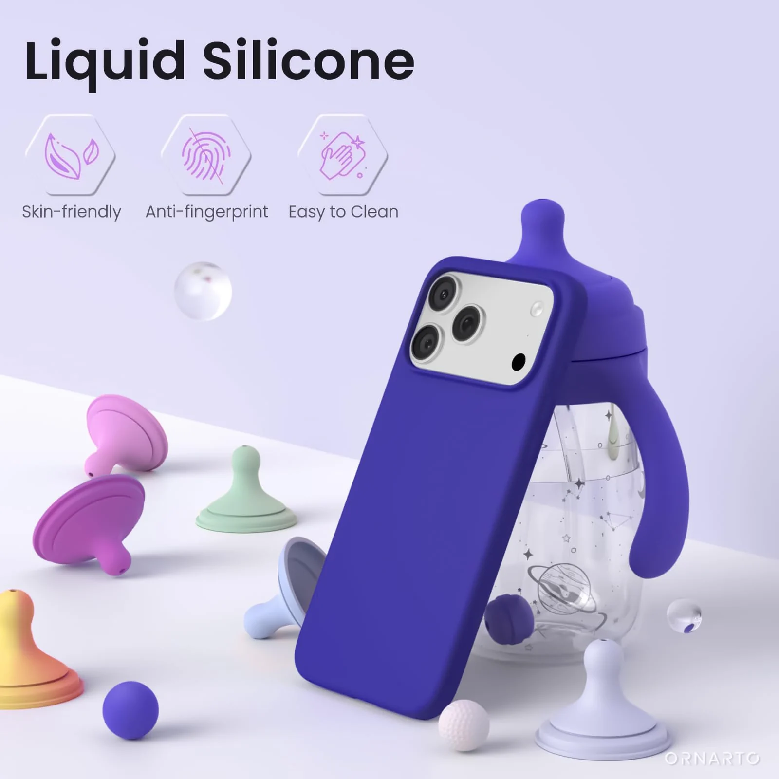 DL3 Mobilak Liquid Silicone Protective Case for iPhone 17 Pro 6.3-Inch with Microfiber Lining and Shockproof Design - Pepsi