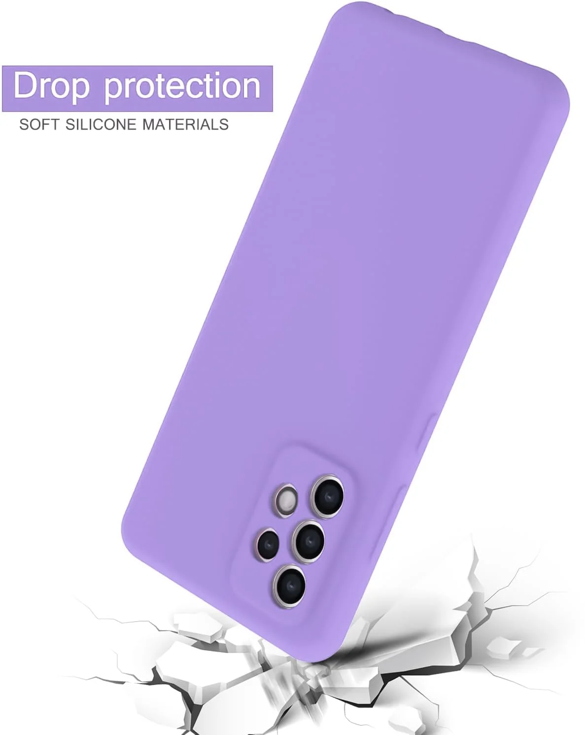 DL3 Mobilak Liquid Silicone Protective Case with Soft Microfiber Lining with Full Camera Protection for Samsung Galaxy A23 5G / 4G - Light Purple