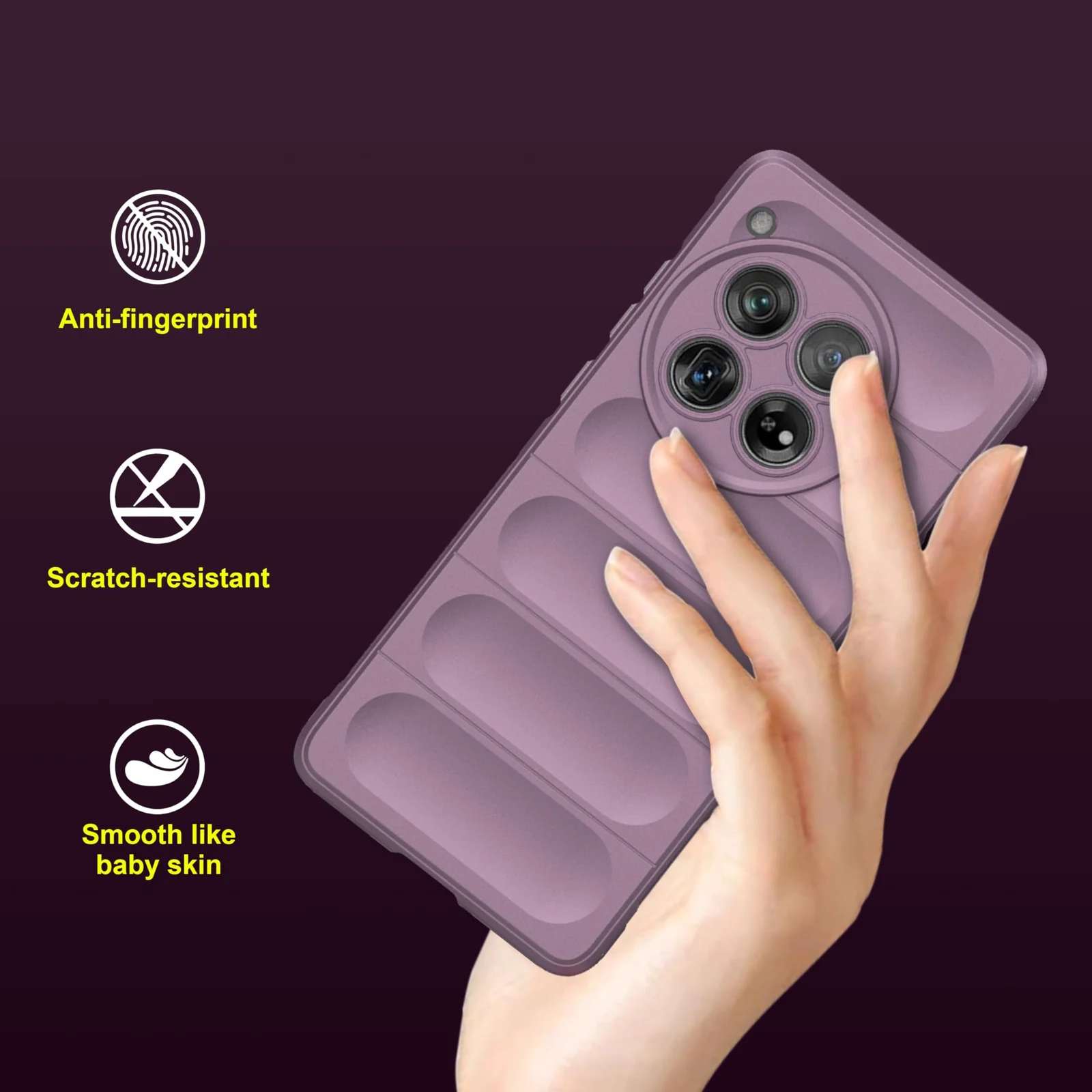 DL3 Mobilak Flexible Silicone and TPU Protective Case with Camera Protection for Oneplus 12R 5G / Oneplus Ace 3 - Purple