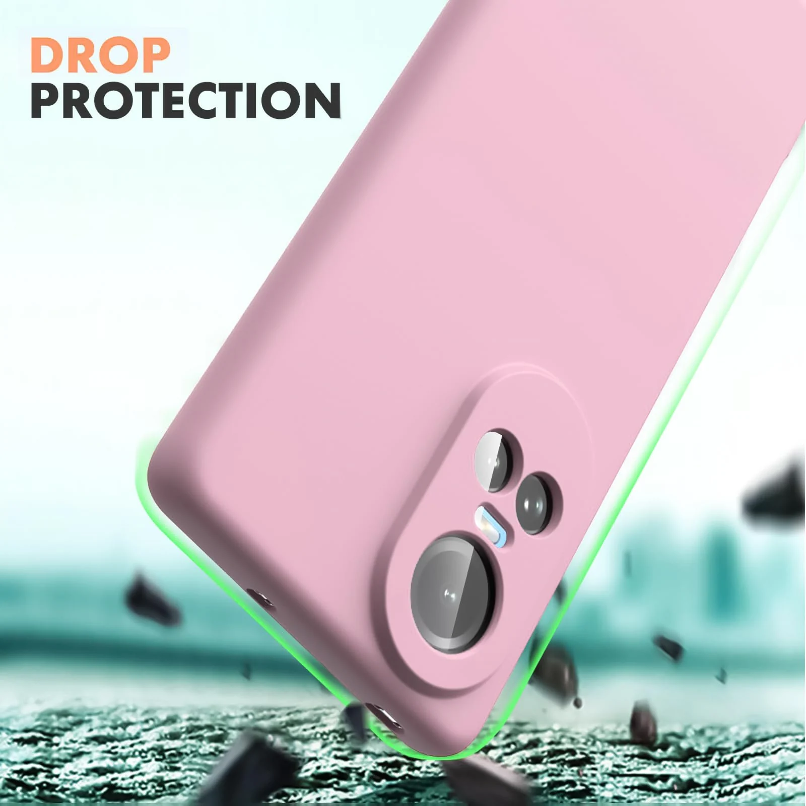 DL3 Mobilak Liquid Silicone Protective Case with Soft Microfiber Lining for OPPO Reno 10 5G | OPPO Reno 10 Pro 5G - Pink