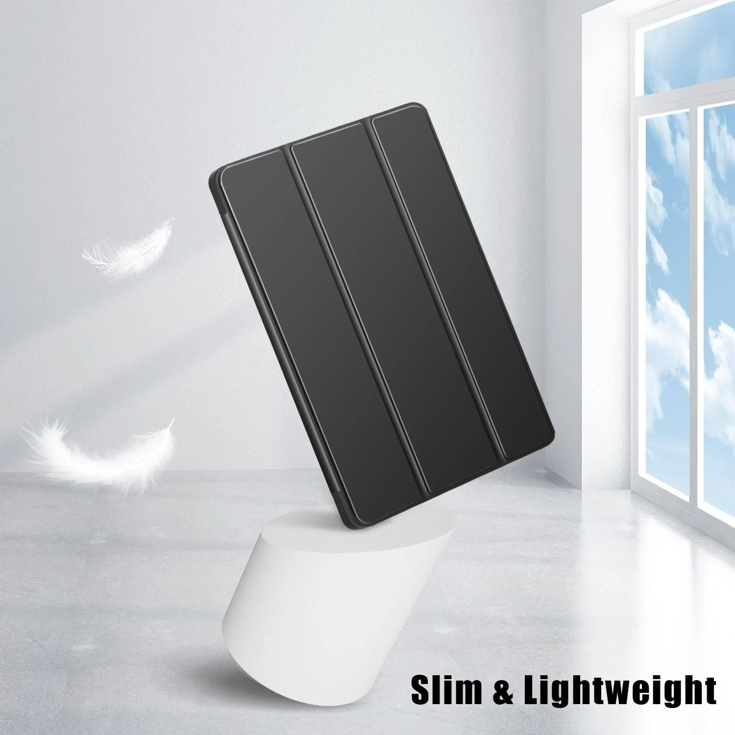 DL3 Mobilak Xiaomi Redmi Pad SE 11 inch Tablet 2023 Case with Pen Holder, Soft TPU Back Trifold Stand Protective Smart Cover Flip, Auto Wake & Sleep - Black