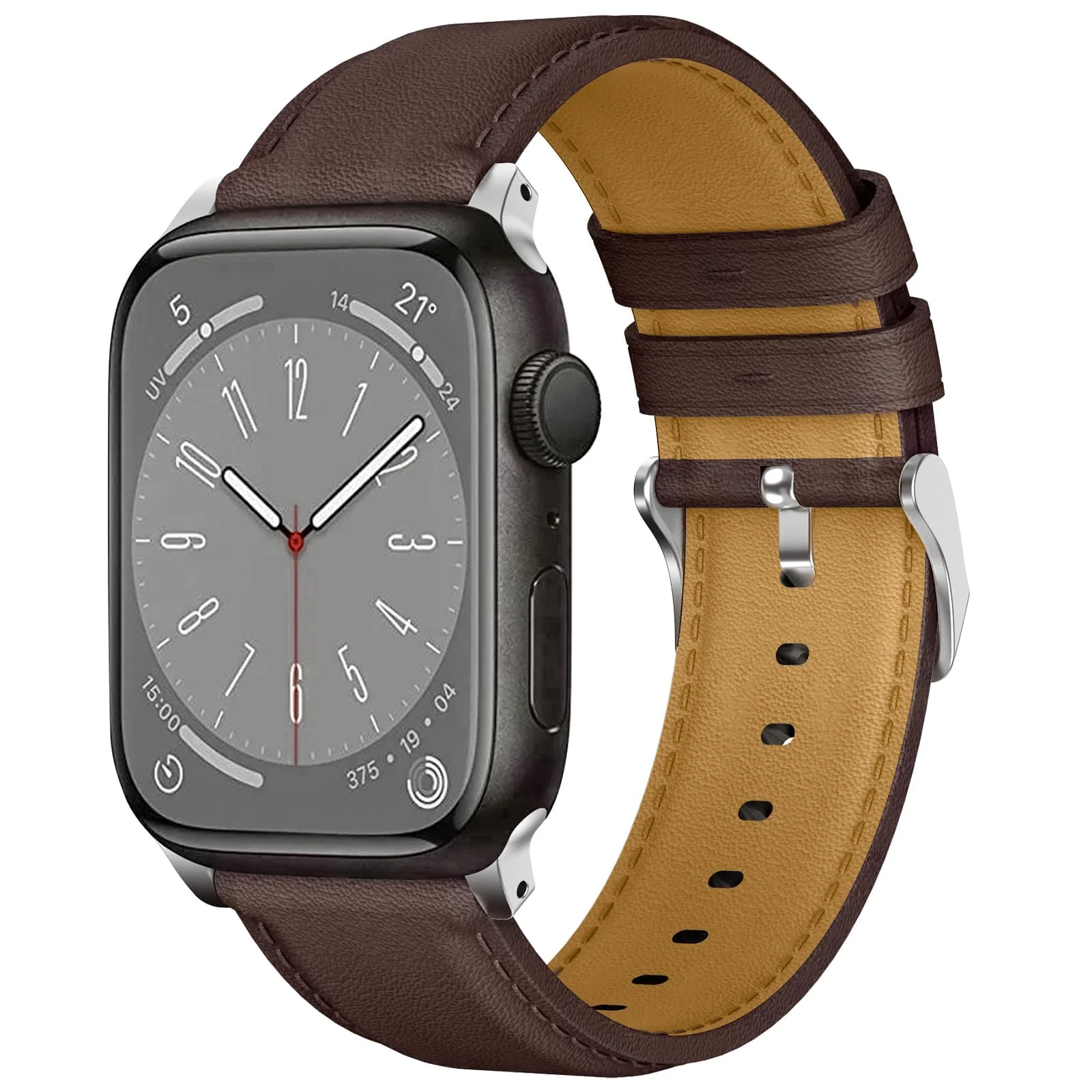 DL3 Mobilak Compatible with Apple Watch Band 49mm 46mm 45mm 44mm 42mm Leather Band Replacement Strap, Soft Leather Bracelet for iWatch Series 11 10 9 8 7 6 5 4 SE SE2 Ultra 3 2 1 - A.Dark Brown