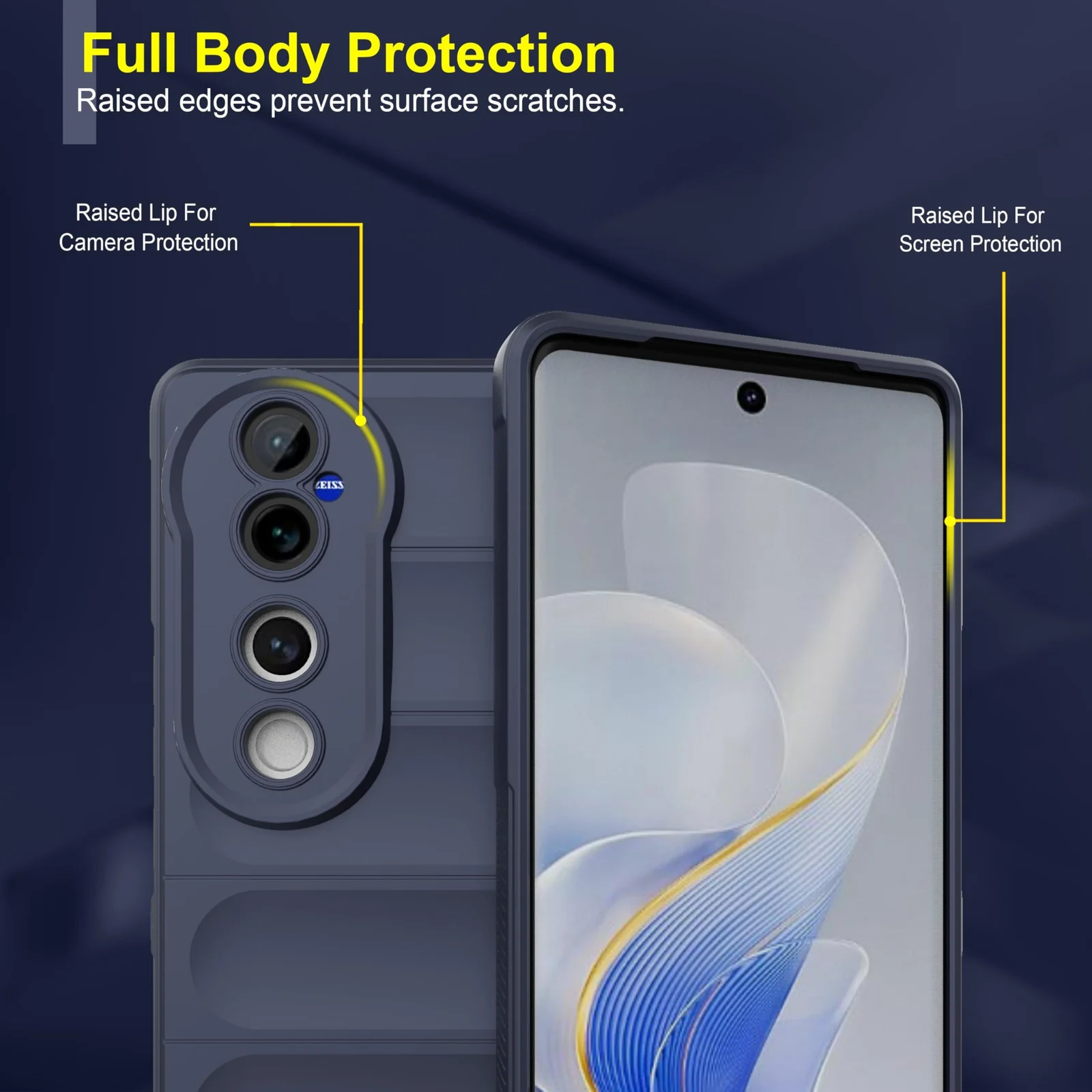 DL3 Mobilak Silicone Case for Vivo V40 5G / Vivo V40 Pro 5G Heavy Duty Protective [Slim Fit] Shockproof Soft Flexible Protective Design Shock-Absorption TPU Cover With Camera Protection - Blue