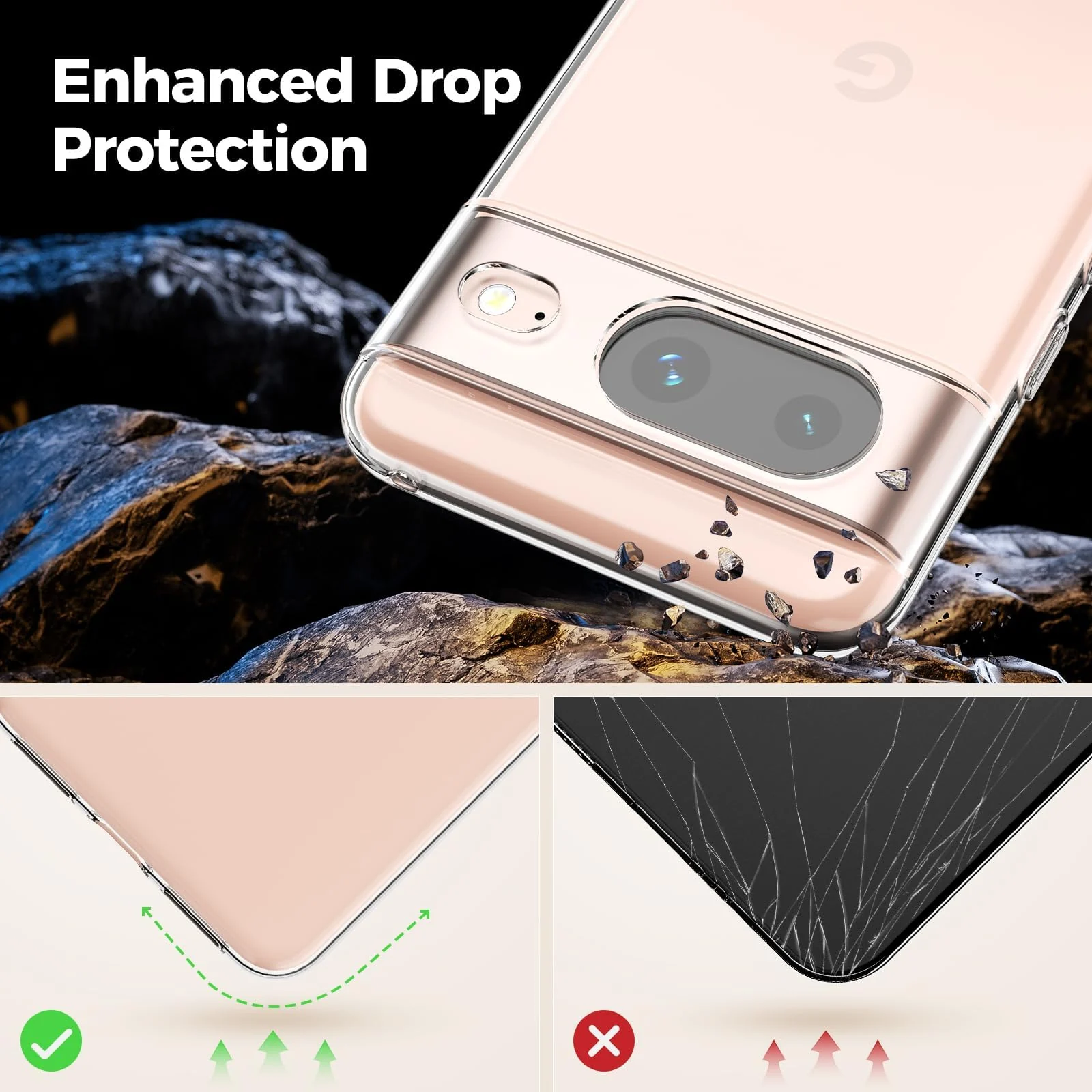 DL3 Mobilak Case Compatible with Google Pixel 8 Case Crystal Soft TPU Gel Case Flexible Silicone Anti-Scratch Camera Protection TPU Cover - Clear