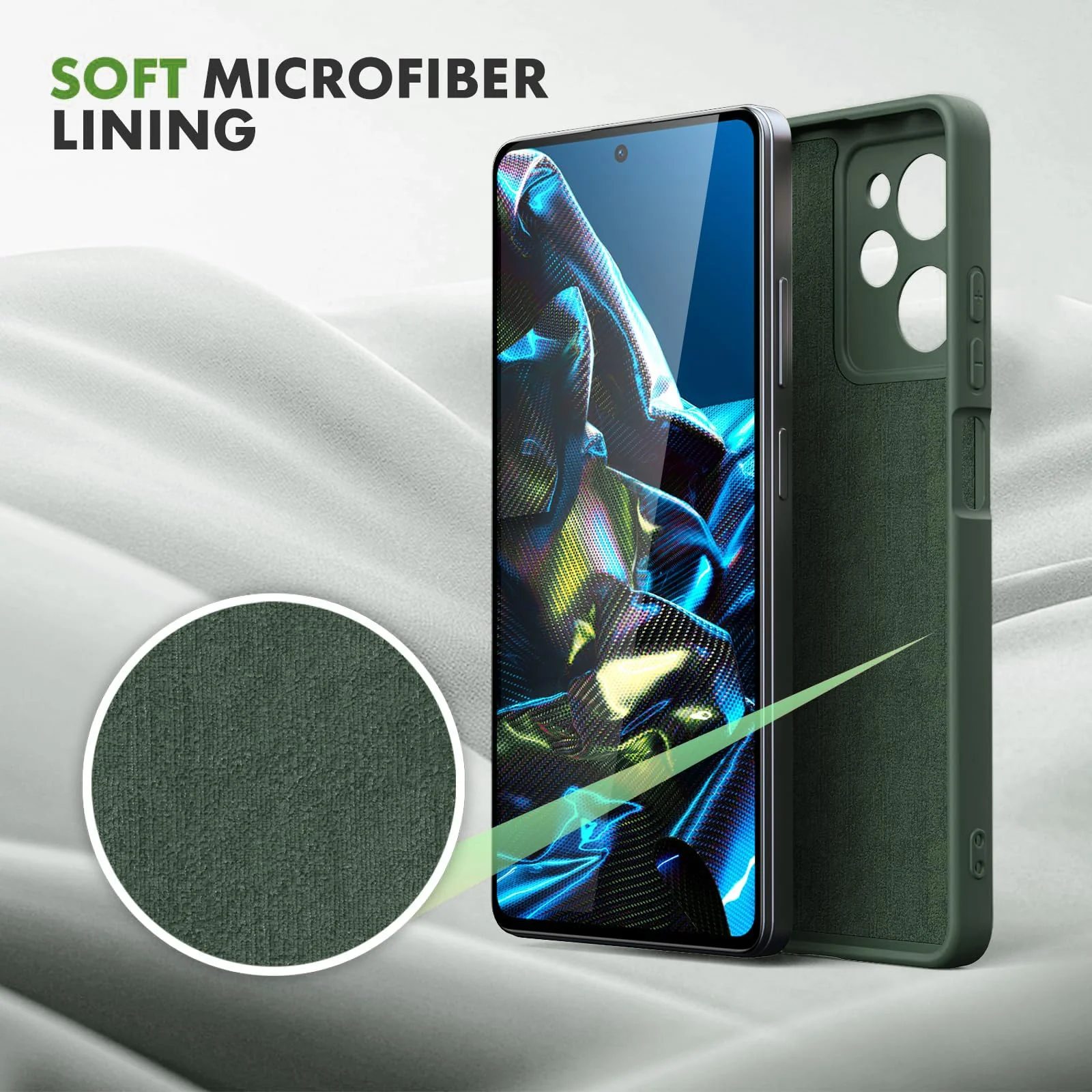 DL3 Mobilak Silicone Protective Case for POCO X5 Pro 5G, Shock-absorbing protection, Scratch-resistant surface, Soft microfiber lining - Green