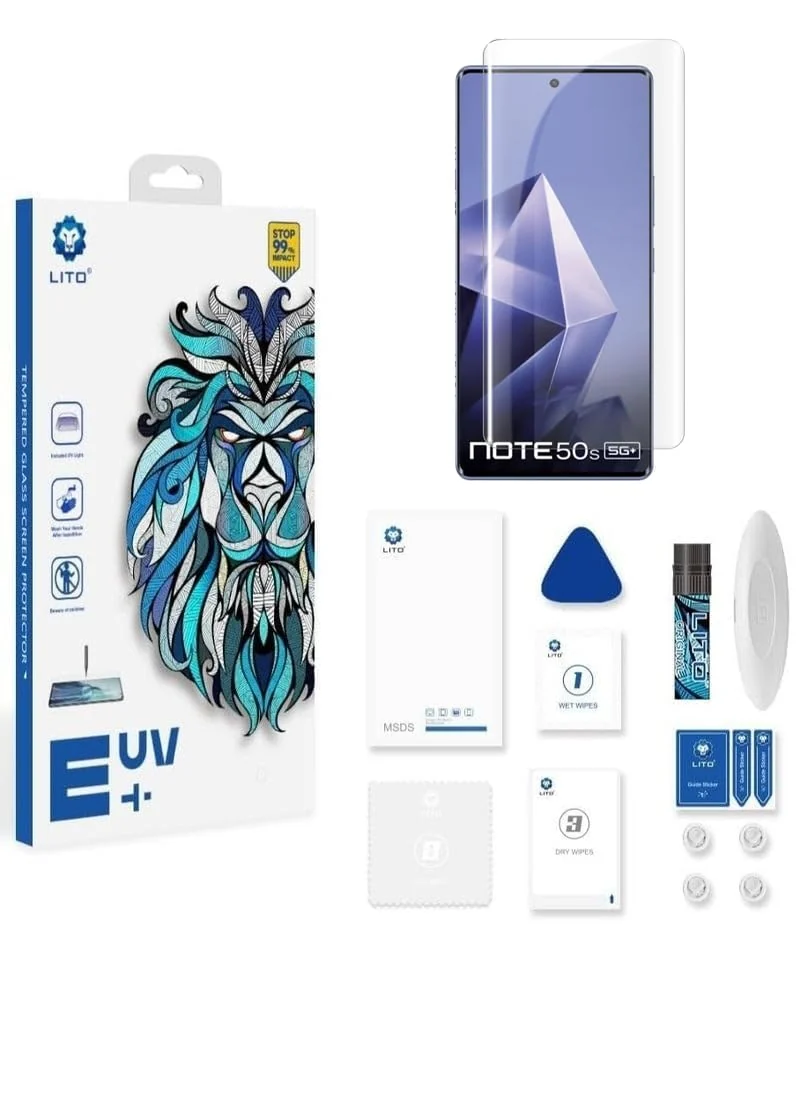 DL3 Mobilak Li-to Screen Protector Infinix Note 50S [Liquid UV Tempered Glass] Full Screen adhesive [Sensitive Touch][Fingerprint Sensor Compatible] HD - Clear