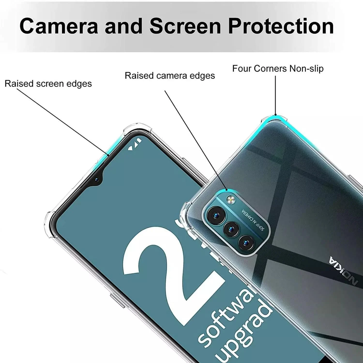 DL3 Mobilak Case Compatible with Nokia G21 / Nokia G11, Cover Silicone TPU Gorilla Anti-shock Shockproof Corners - Clear