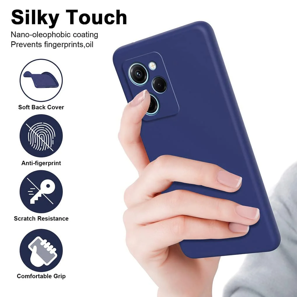 DL3 Mobilak POCO X5 Pro 5G Case, Soft Flexible Silicone Gel Rubber Bumper Cover, Full Body Shockproof Protective Phone Case - Blue