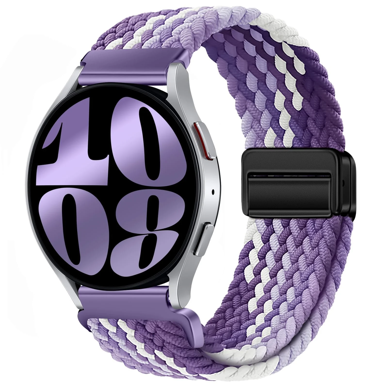 DL3 Mobilak 22mm Magnetic Band for Redmi Watch 5 Active/5 Lite/Samsung Galaxy Watch 3 45mm/Watch 46mm/Gear S3/Huawei watch GT6 GT5 46MM/GT2E/GT6 Pro/GT 5 Pro/Amazfit GTR 4/3, Stretchy Braided Nylon Sport Strap - Gradient Purple