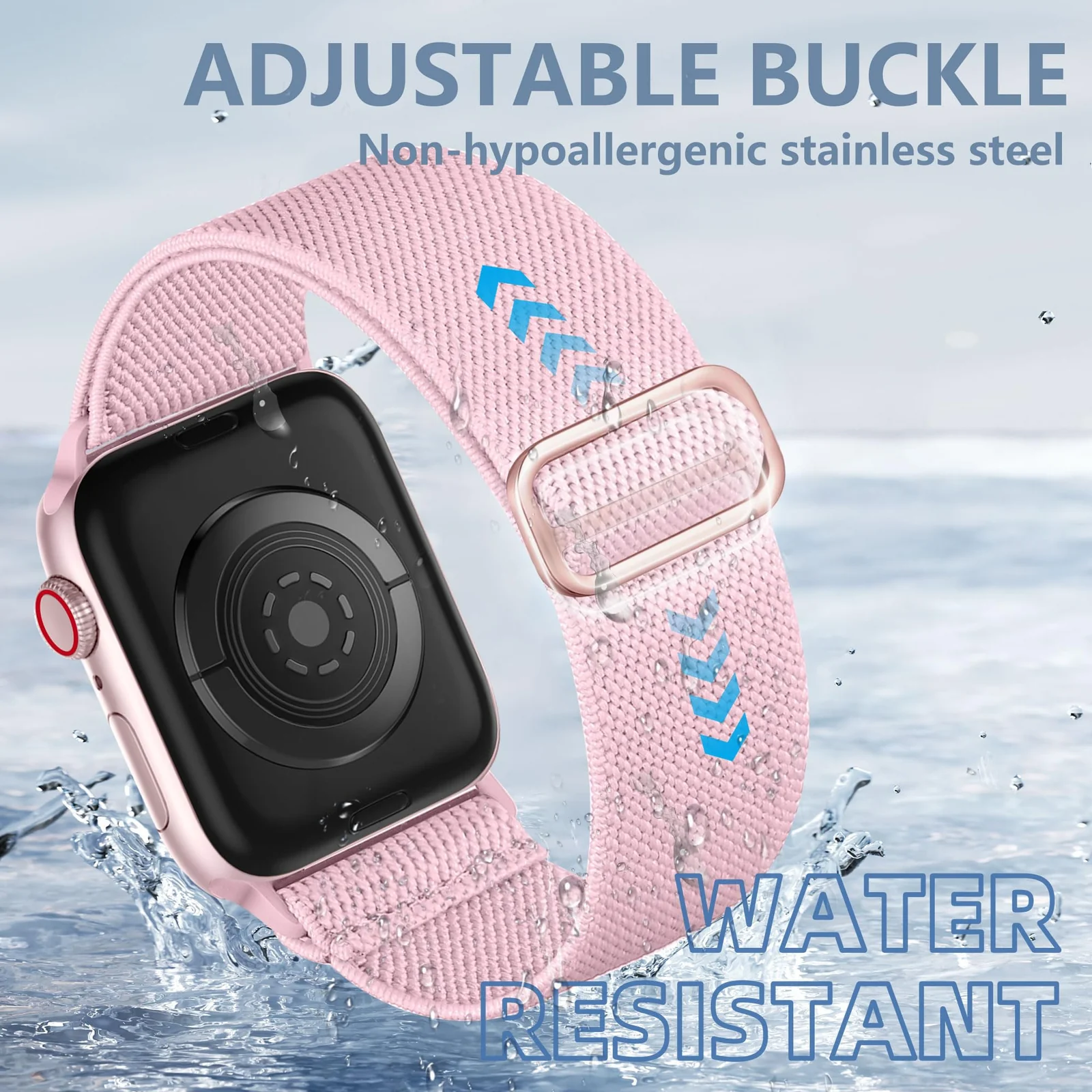 DL3 Mobilak Nylon Strap Compatible with Huawei Watch Fit 4 / Fit 4 Pro/Fit 3, Soft Elastic Nylon Straps, Adjustable Stretchy Sports Bracelets Wristbands, Breathable Water-Resistant for Women Men - Light Pink