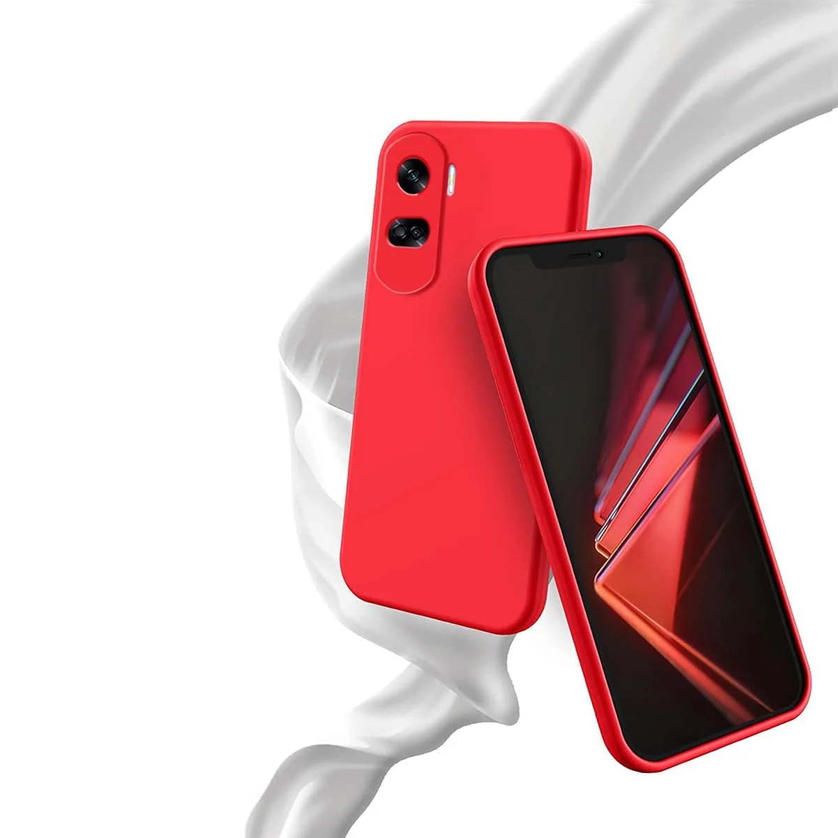 DL3 Mobilak Silicone Protective Case for Honor 90 Lite, Shock-absorbing protection, Scratch-resistant surface, Soft microfiber lining - Red