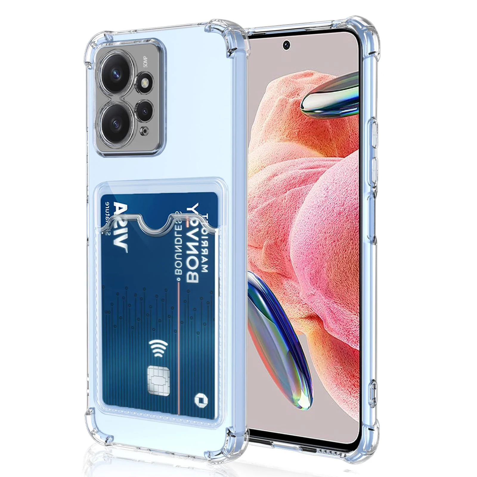 DL3 Mobilak Clear TPU Wallet Case with Card Slot and Camera Protection for Xiaomi Redmi Note 12 4G (Not 5G) - Transparent