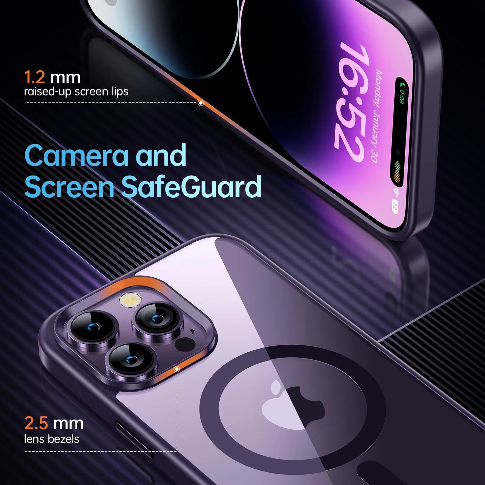 DL3 Mobilak MagSafe-Compatible Clear Magnetic Case for iPhone 13 Pro Max (6.7 Inch) - Deep Purple