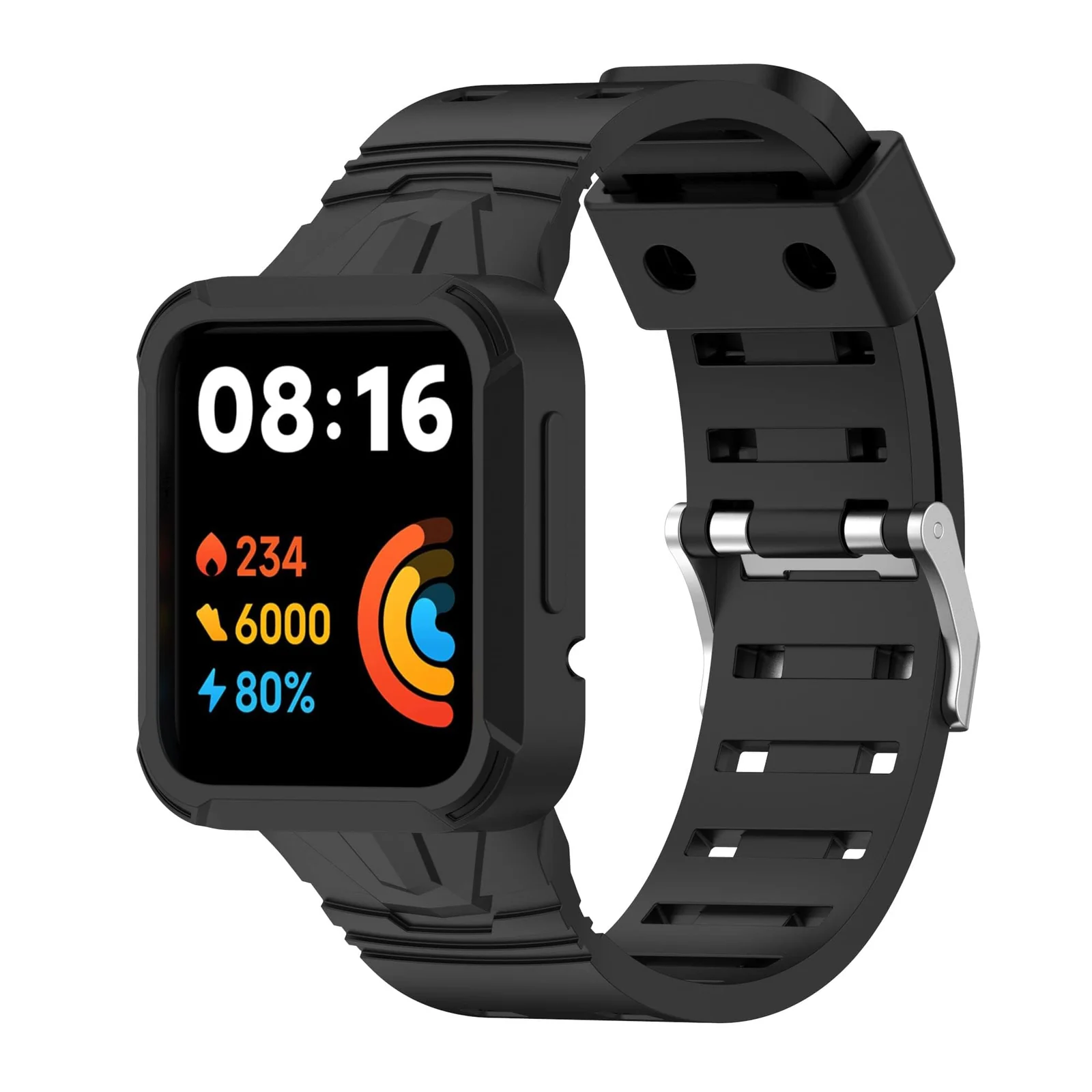 DL3 Mobilak Replacement Wrist Band Compatible with Xiaomi Redmi Watch 2 Lite/Mi Watch Lite/Poco Watch/Redmi Watch 2/Horloge 2, Adjustable Soft Silicone Wrist Strap with Cover - A. Black