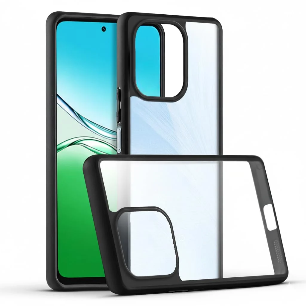 Dl3 Mobilak Compatible with Realme GT5 Pro Case Transparent, Military-Grade Shockproof Anti-Yellowing, Slim Protective Phone Case Full Bumper Cover With Camera Lens Protective - Black