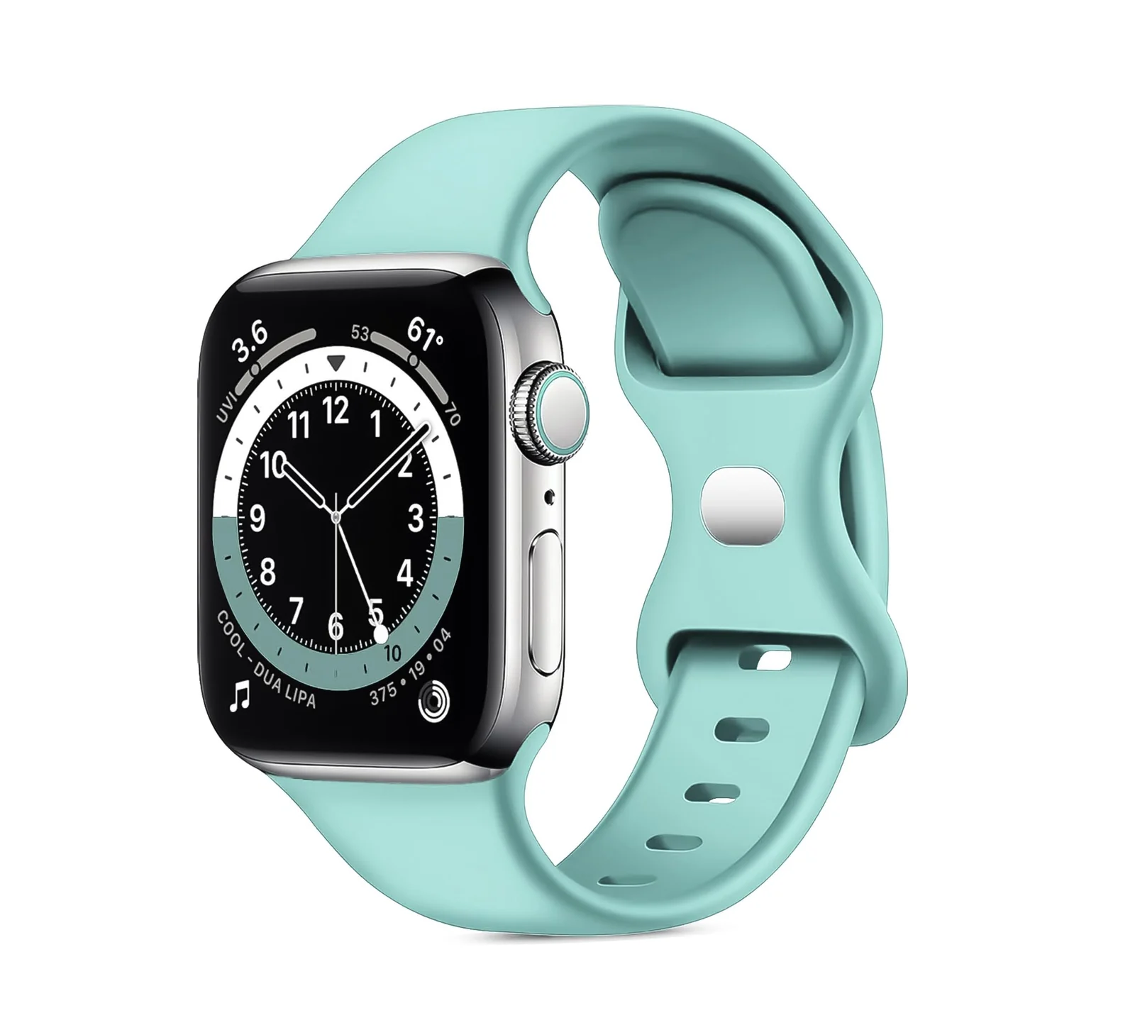 DL3 Mobilak Band with Case Compatible with Apple Watch 45mm, Adjustable Silicone Sport Wristband Replacement, Strap With Cover Built-in Glass Screen Protector for iWatch Series 9 8 7 - turquoise