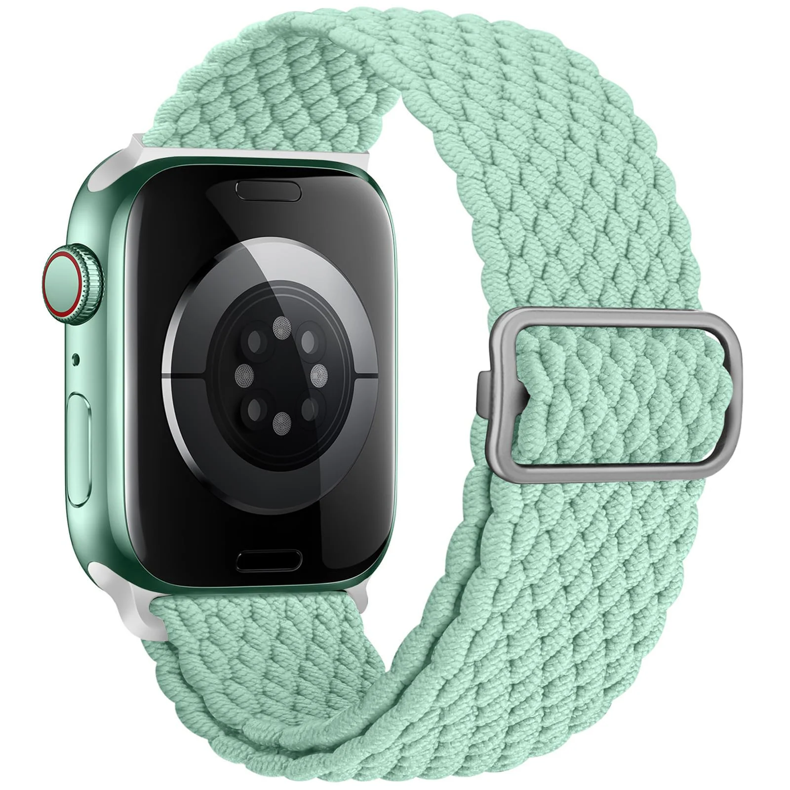 DL3 Mobilak Stretchy Nylon Solo Loop Strap For Apple Watch Band 40mm 41mm 38mm 42mm(Series 11 10) for Women Men, Sport Breathable Braided Wristband for iWatch Series 11 10 9 8 7 6 5 4 SE - Pistachio