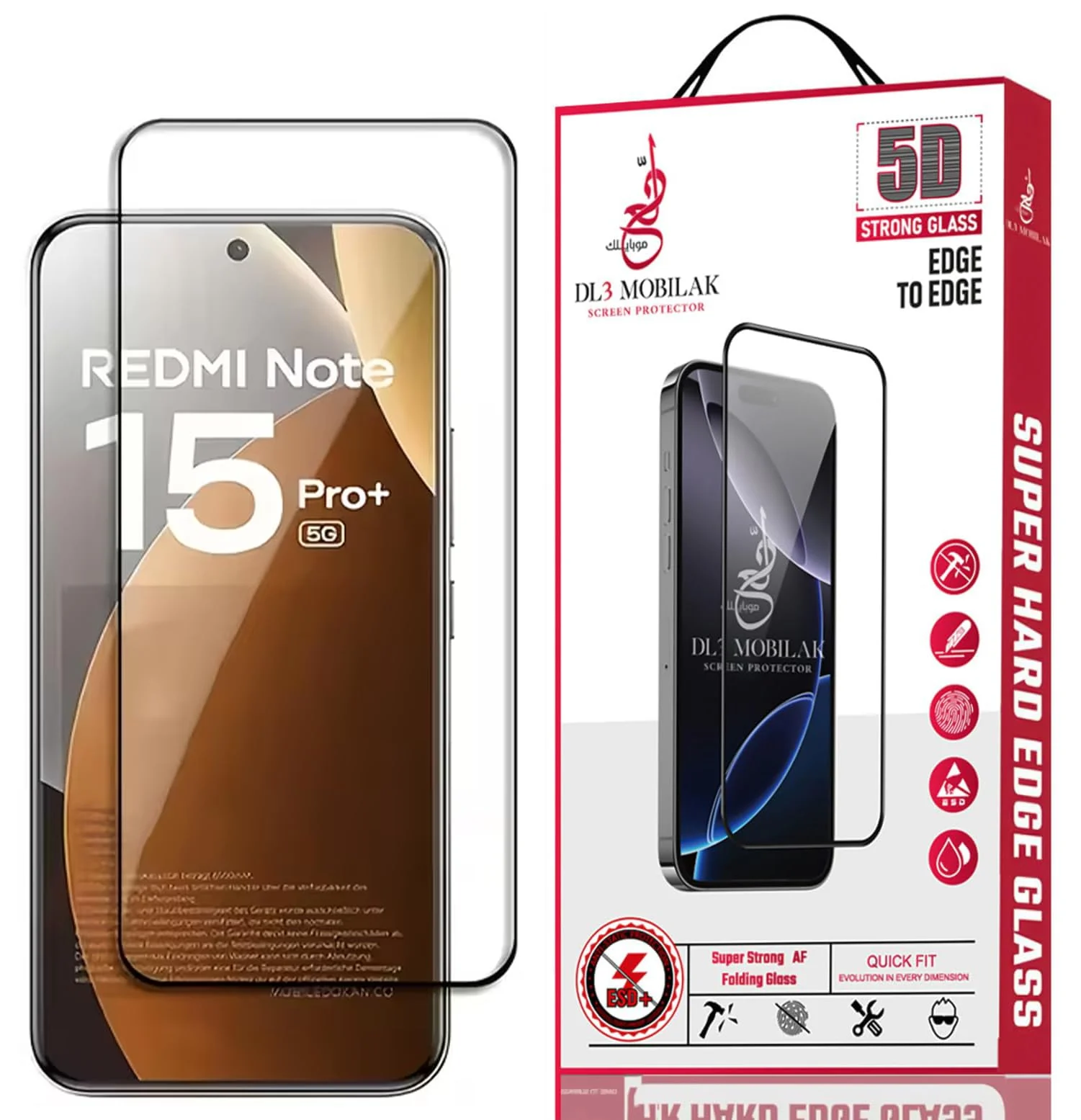 DL3 Mobilak Screen Protector for Redmi Note 15 Pro Plus 5G/15 Pro+ 5G, Tempered Glass Screen Saver Premium HD Protective, Scratch Resistant, NO-Bubble, 9H Hardness, Full Coverage Film - Clear