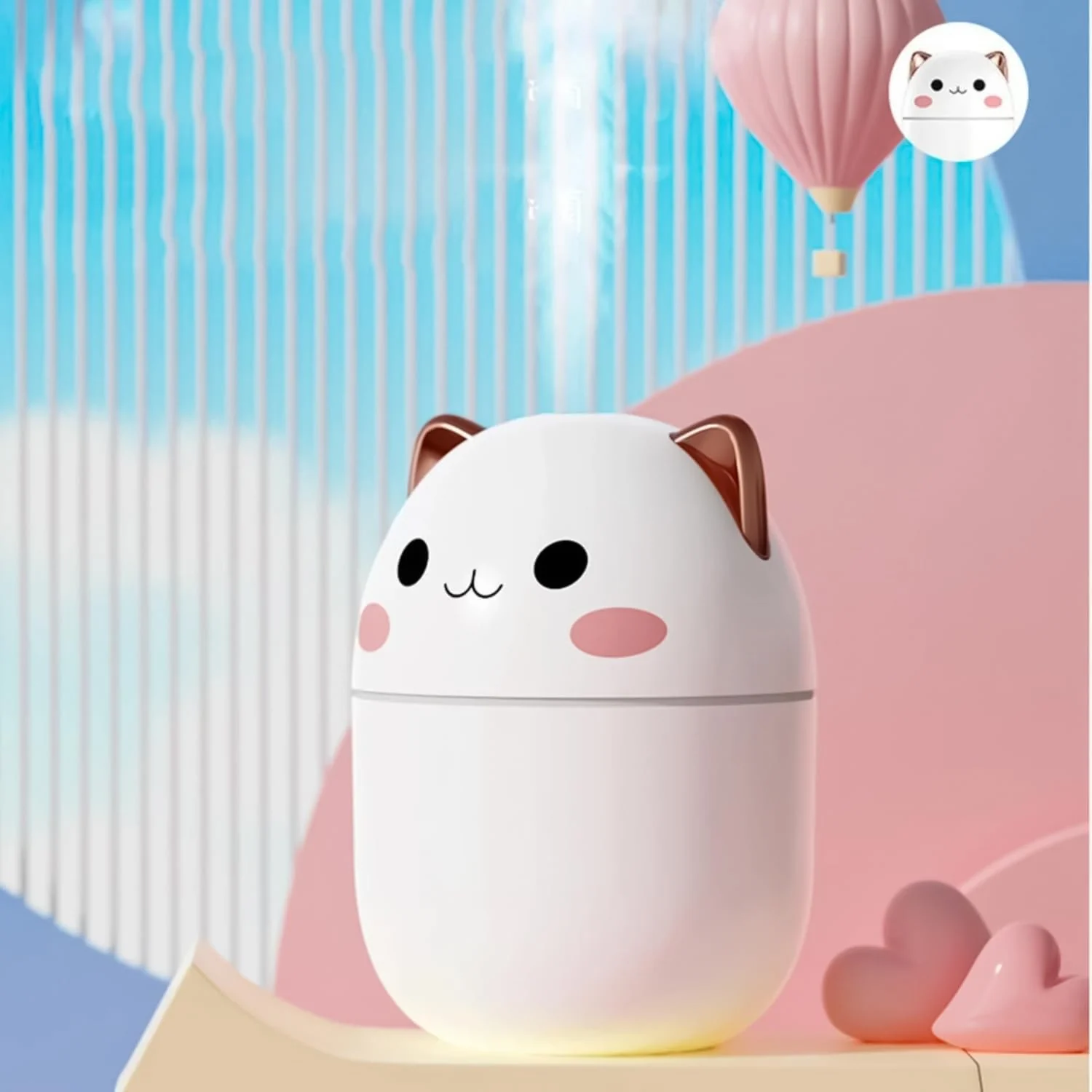 MOBIGON Wood Cool Mist Ultrasonic Humidifier for Room Moisture, Aroma Diffuser for Home, 250ml Essential Oil Diffuser with 7 Colorful Night Light, Auto Shut-Off, Home, Office, car - White